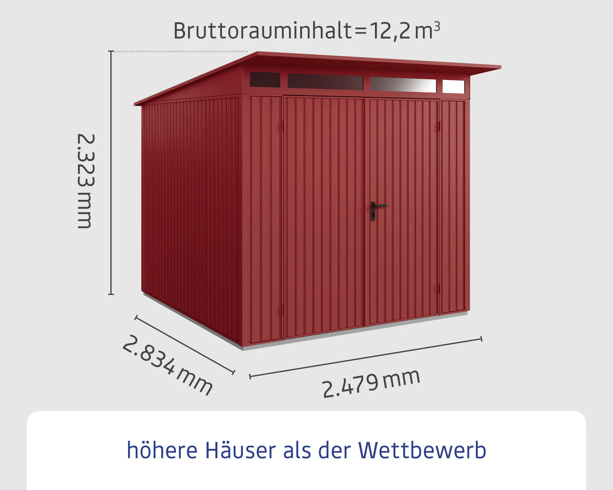 EcoStar Gerätehaus Trend-P Typ 2 purpurrot 247,9 x 283,4 x 232,3 cm