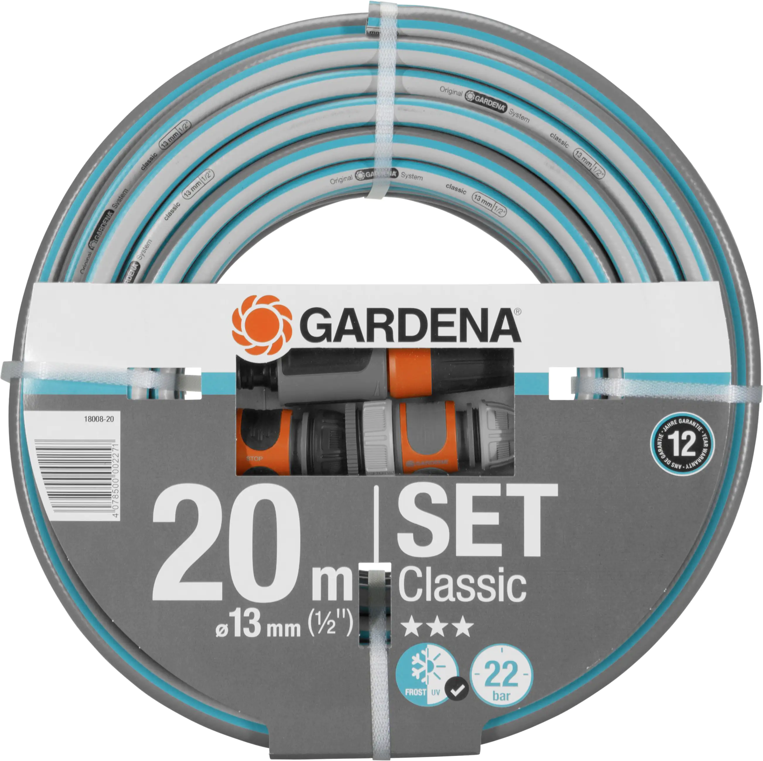 Gardena Schlauch Classic 20 m mit Systemteile 13 mm (1/2"), 20 m
