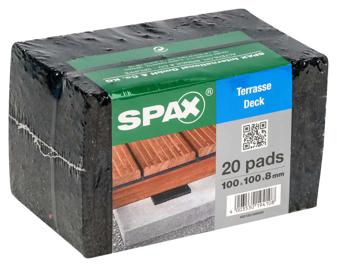 Spax Terrassen Pads 100 x 100 x 8 mm - - 20 Stk. Spax Terrassen Pads 100 x 100 x 8 mm - - 20 Stk.