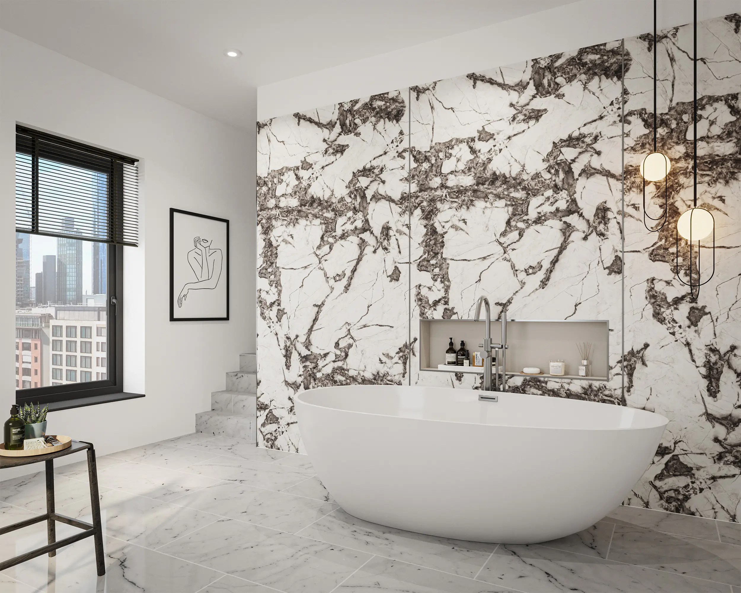 Wetwall Alloy Wandpaneel  Calacatta Fantasia 90 x 244 cm