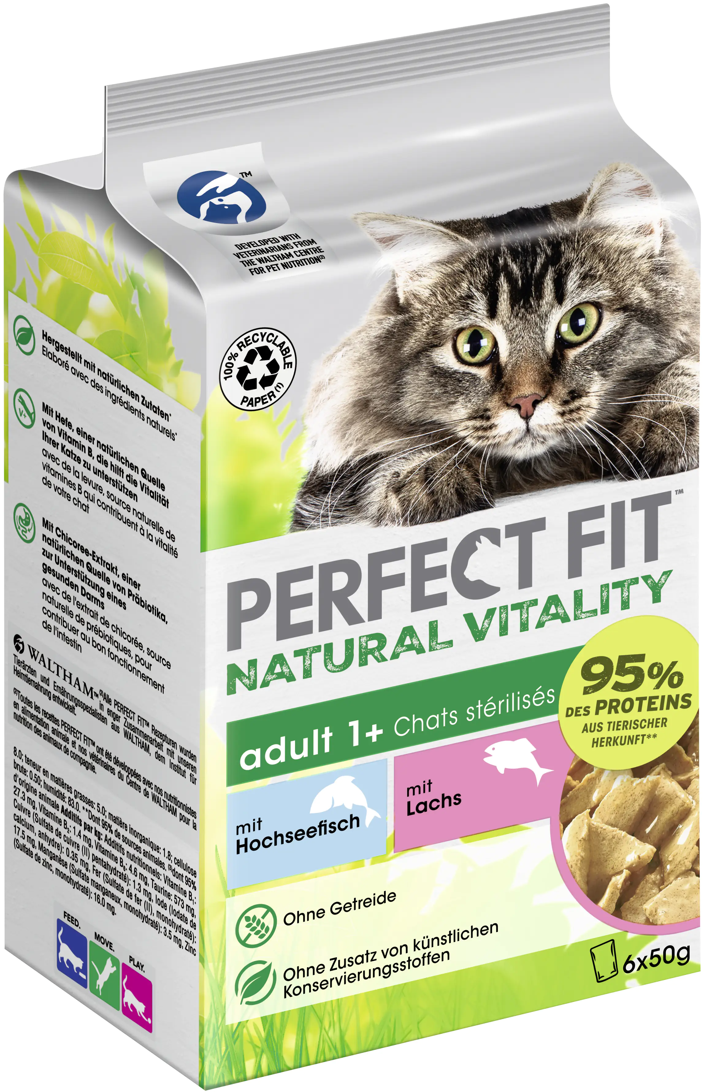 Perfect Fit Natural Vitality 1+ Hochseefisch & Lachs Katzenfutter 6 x 50g