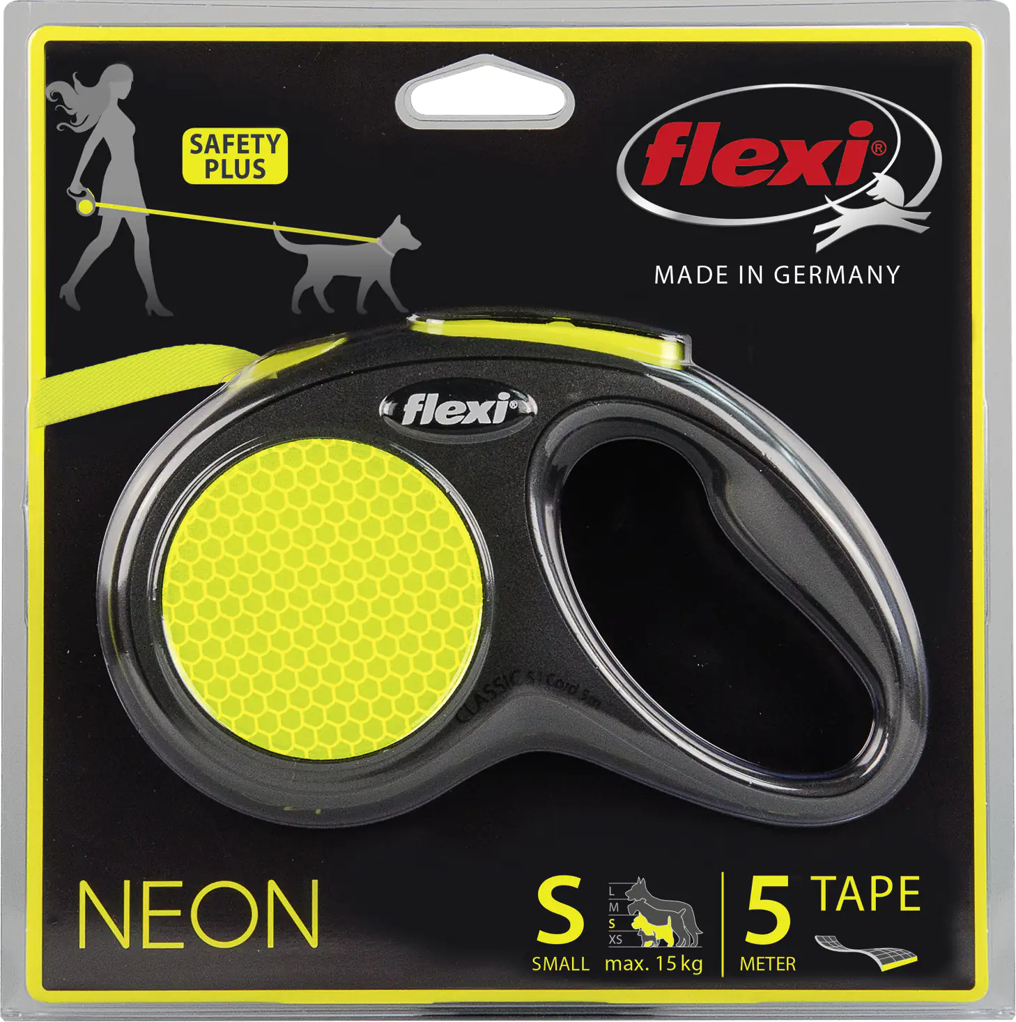 Flexi Hundeleine New Classic S neongelb, Gurt