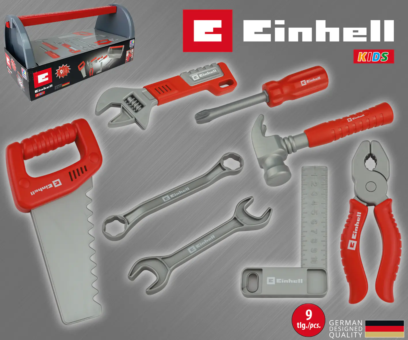 Einhell Kids Kinder-Werkzeugbox, 9-teilig