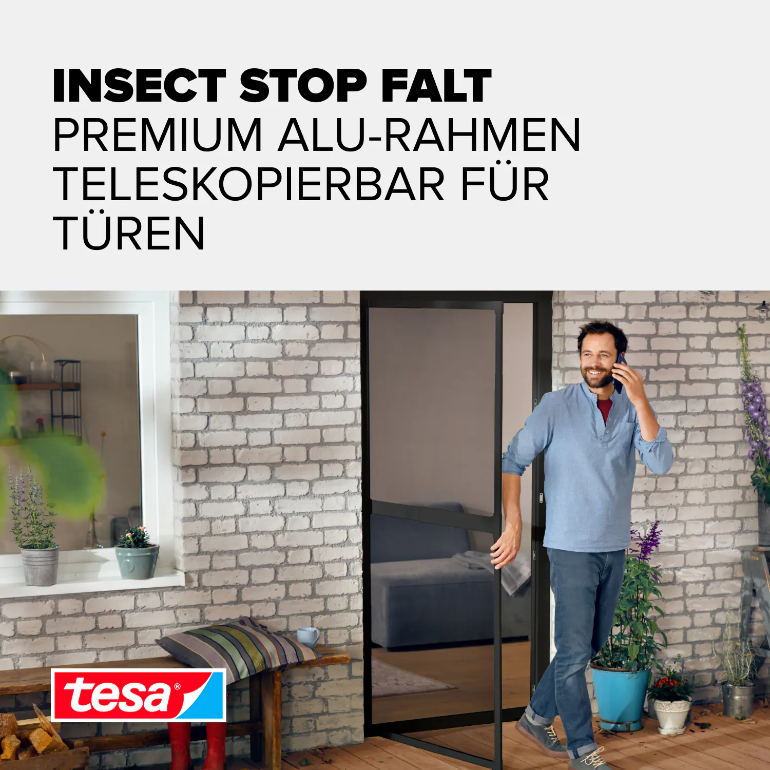 tesa Fliegenschutz-Tür FALT 100 x 220 cm anthrazit/anthrazit kürzbar