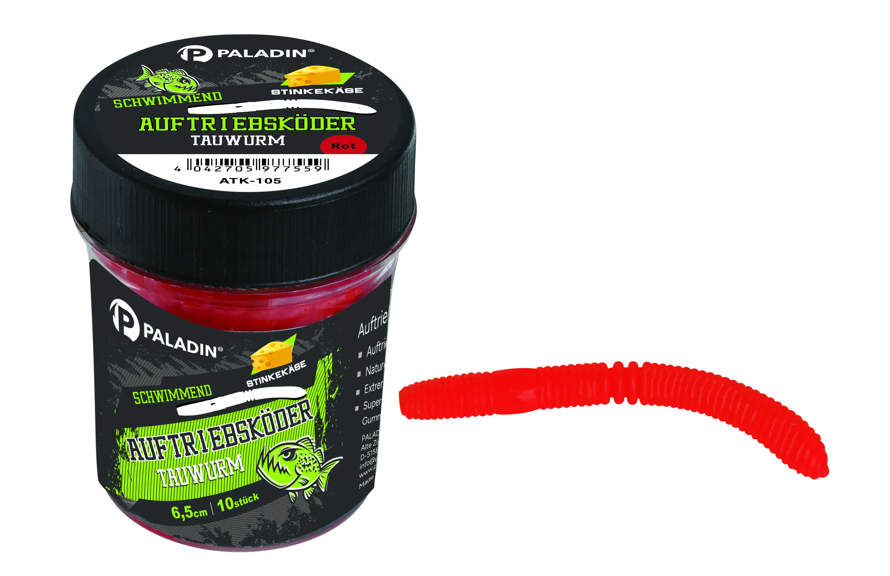 Paladin Angelköder Tauwurm 6,5 cm rot