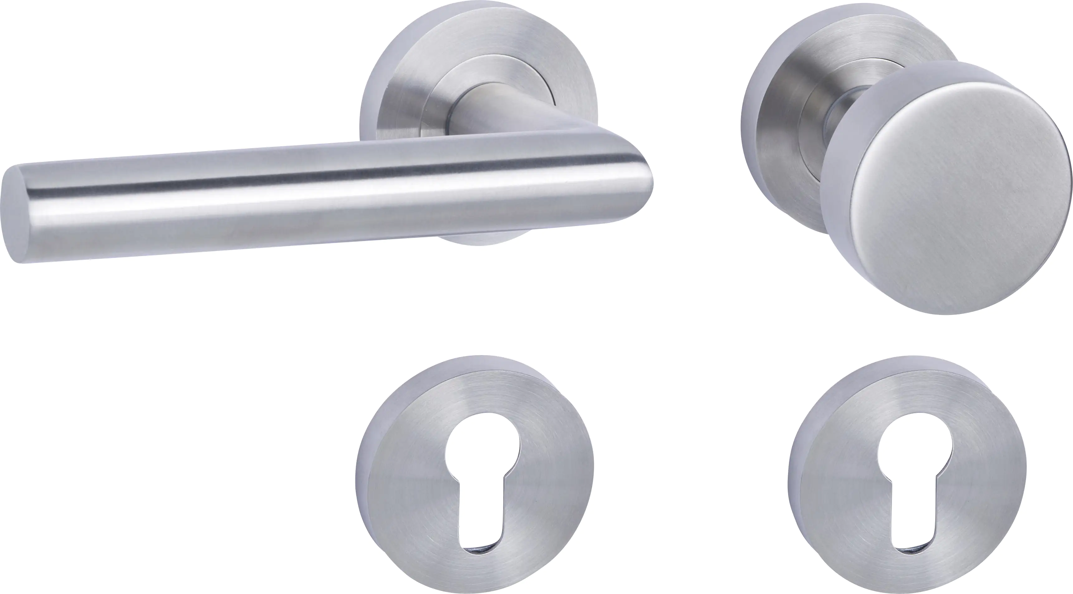 Alpertec PZ-Rosettengarnitur Solid 10 links Edelstahl silber rund Alpertec PZ-Rosettengarnitur Solid 10 links Edelstahl silber rund