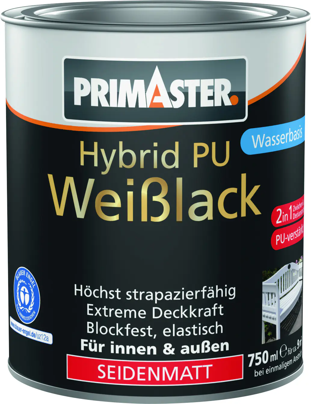 Primaster Hybrid PU-Weißlack weiß seidenmatt 750 ml