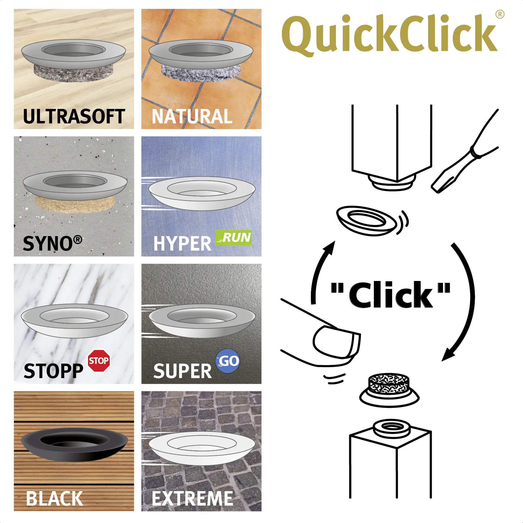 Wagner Möbelgleiter zum Anschrauben Ultrasoft grau schwarz Ø 25 mm - 4 Stück  Wagner Möbelgleiter zum Anschrauben Ultrasoft grau schwarz Ø 25 mm - 4 Stück