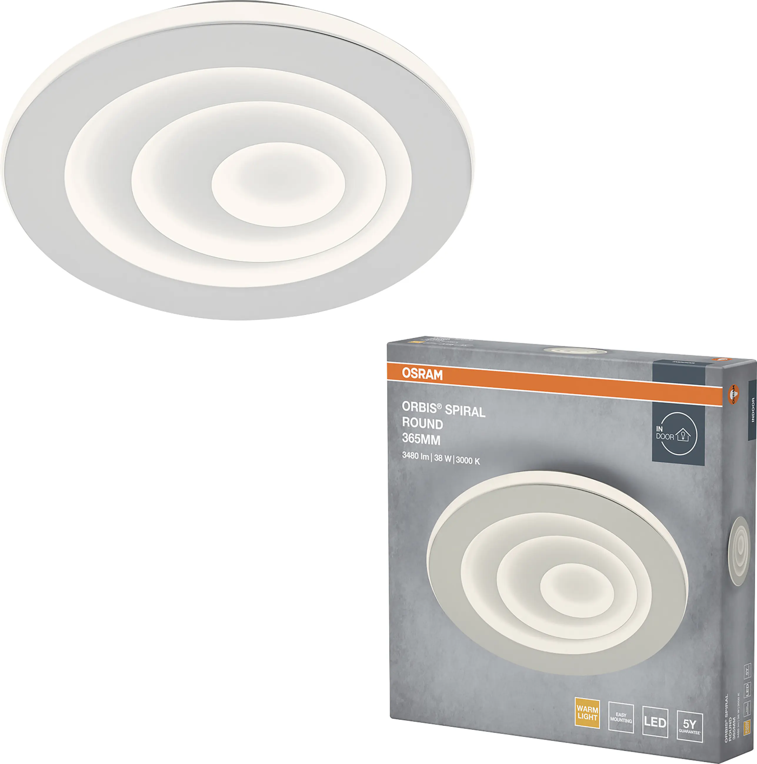 Osram LED Deckenleuchte Orbis Spiral Round weiß Ø 37 cm 38 W 