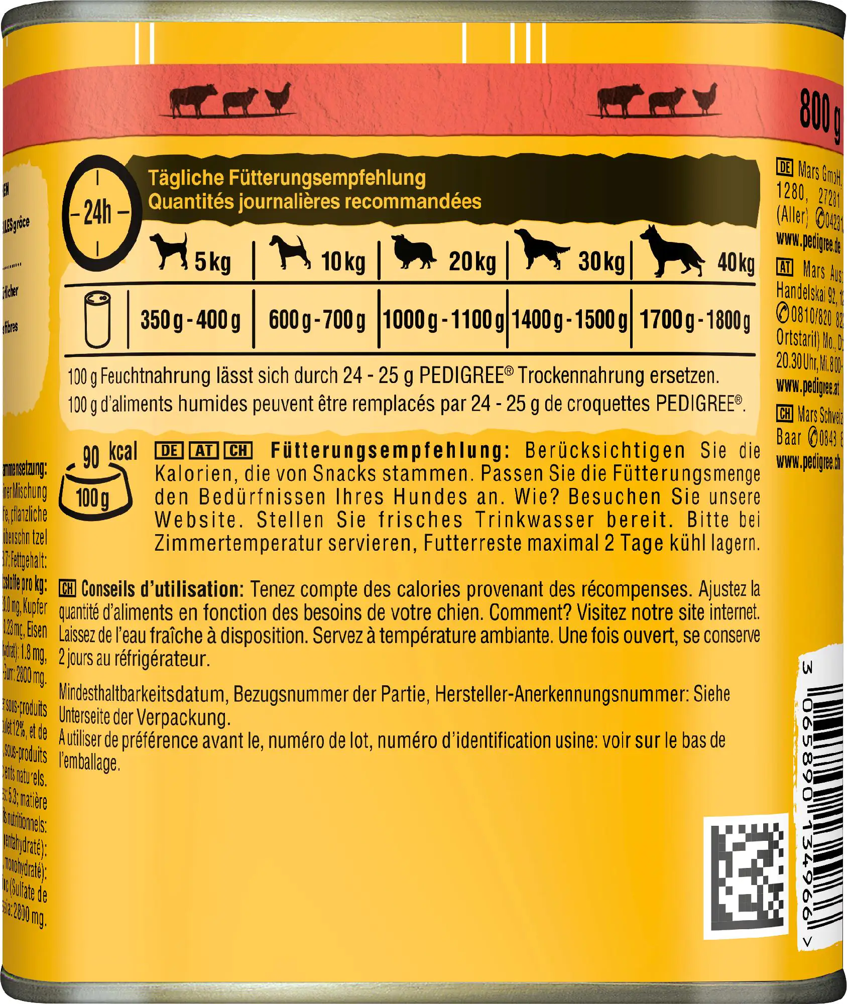 Pedigree Hundefutter Classic 800 g mit Rind, Lamm und Huhn Pedigree Hundefutter Classic 800 g mit Rind, Lamm und Huhn