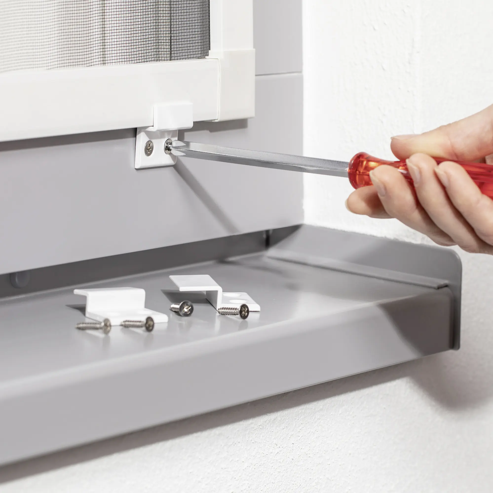 Primaster Einhängewinkel-Set für Fliegenschutzfenster weiß - 4 Stück