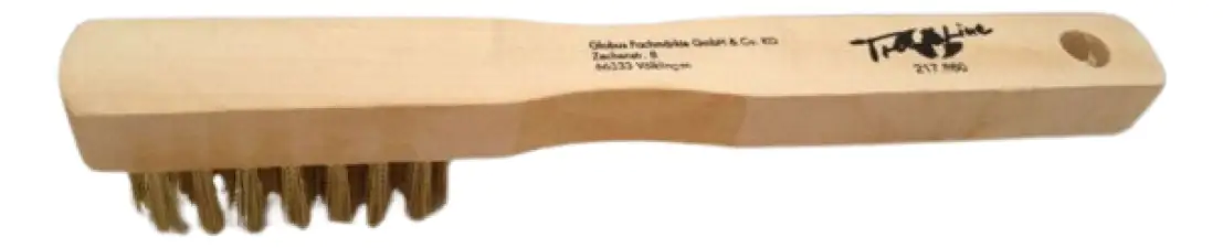 TrendLine Drahtbürste Messing 3-reihig Holzgriff