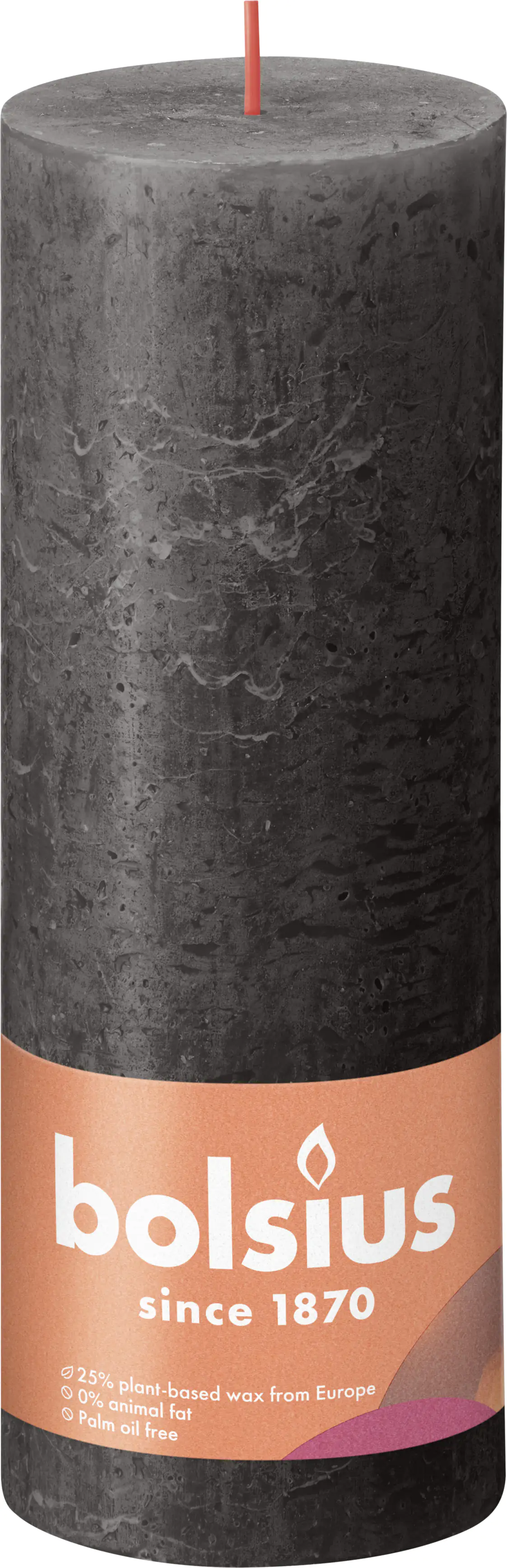 8717847148155 Bolsius Rustik Stumpenkerze stürmisches grau, Höhe: 19 cm, Ø 6,8 cm