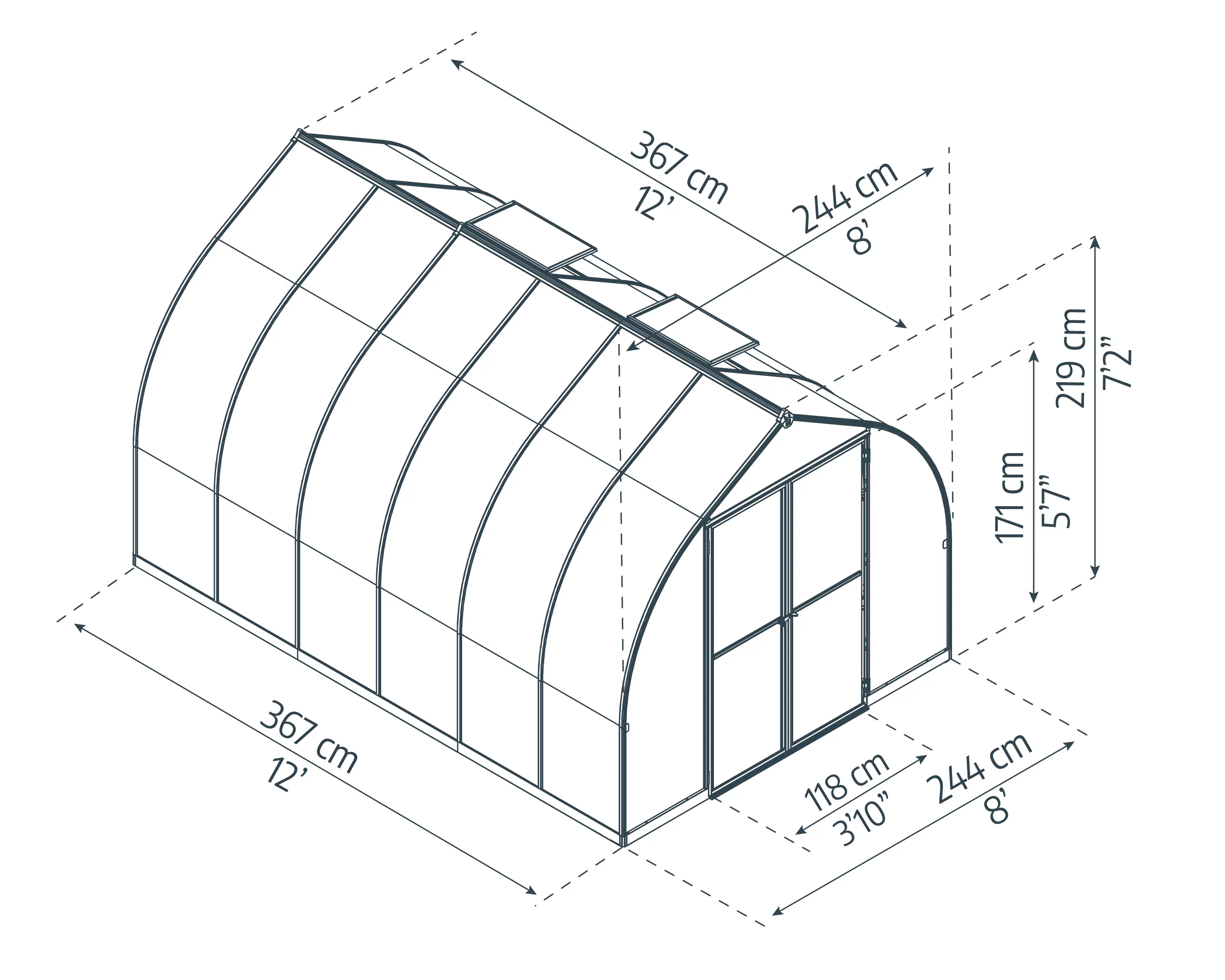 Canopia Gewächshaus Bella 8X12 244 x 363 x 219 cm