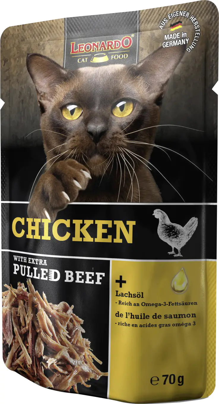 Leonardo Katzennassfutter pulled Beef und Chicken 70 g Leonardo Katzennassfutter pulled Beef und Chicken 70 g