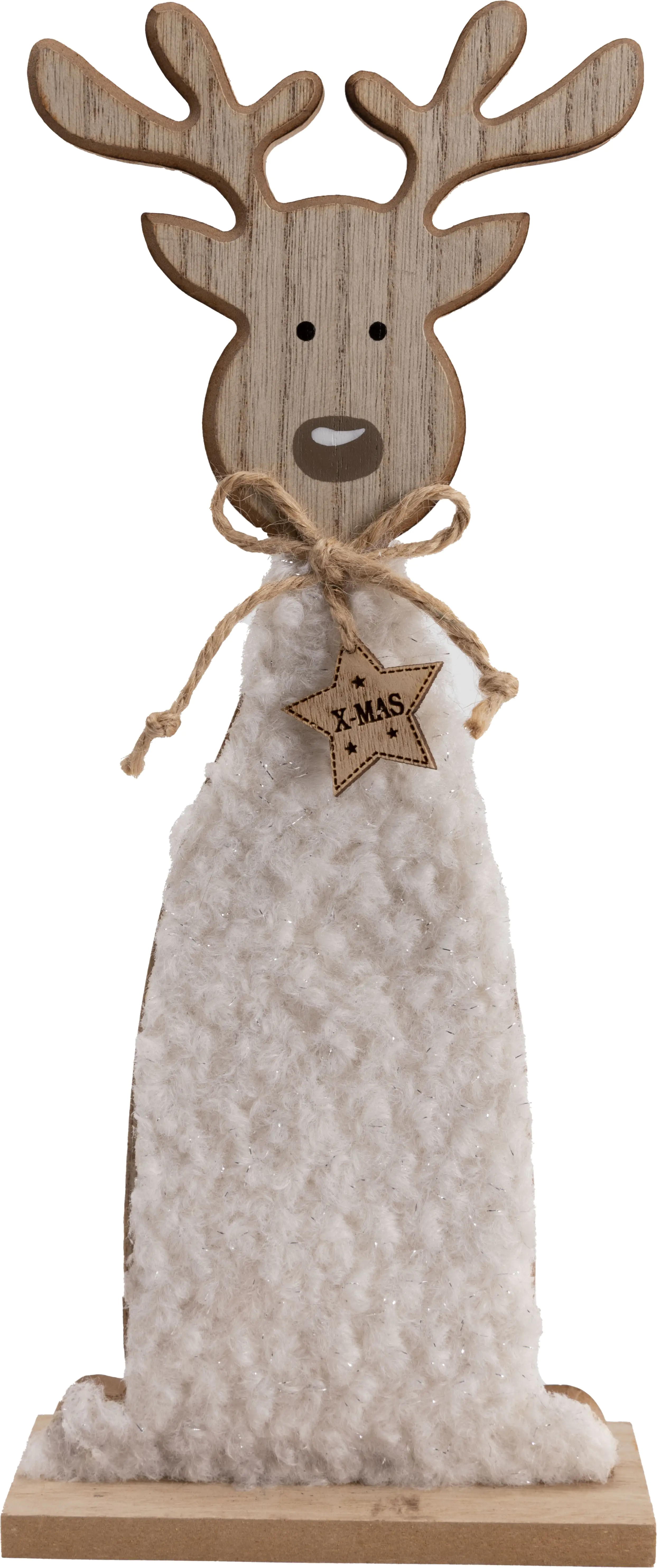 TrendLine Dekofigur Holz Rentier 31 x 13 cm braun-weiß