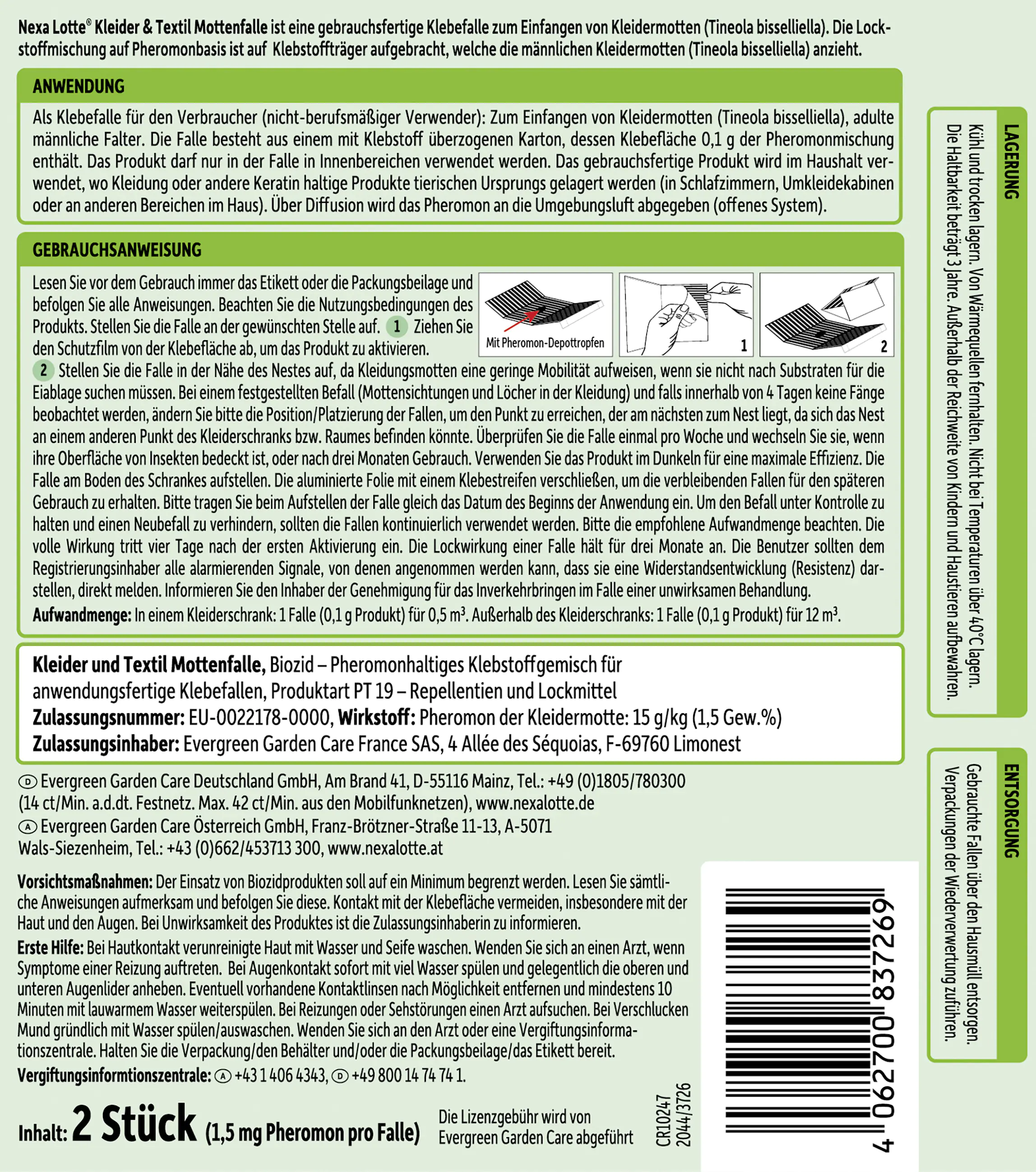 Nexa Lotte Kleider & Textilschutz Mottenfalle 2 Stück