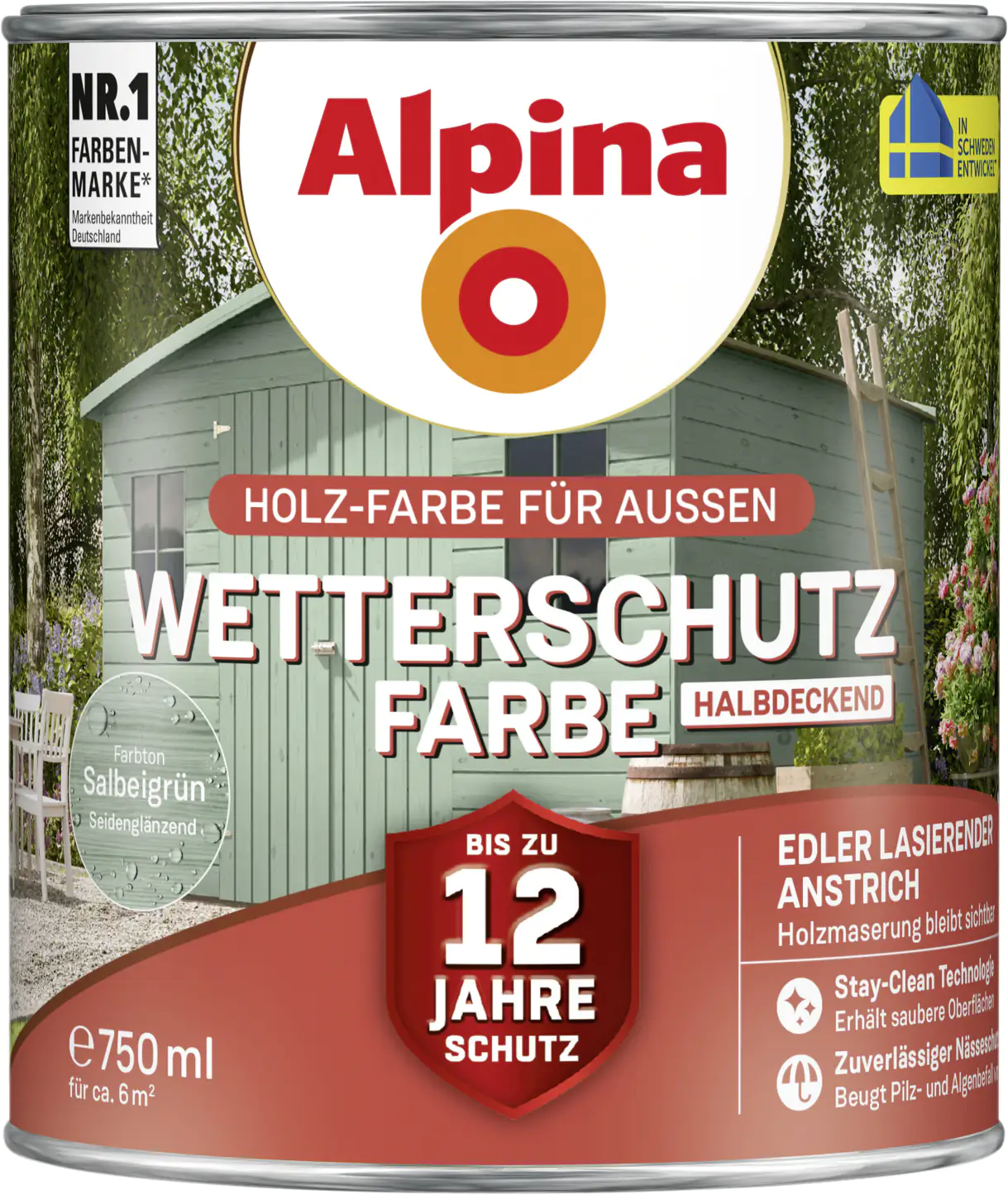 Alpina Wetterschutzfarbe halbdeckend 0,75 L salbeigrün Alpina Wetterschutzfarbe halbdeckend 0,75 L salbeigrün