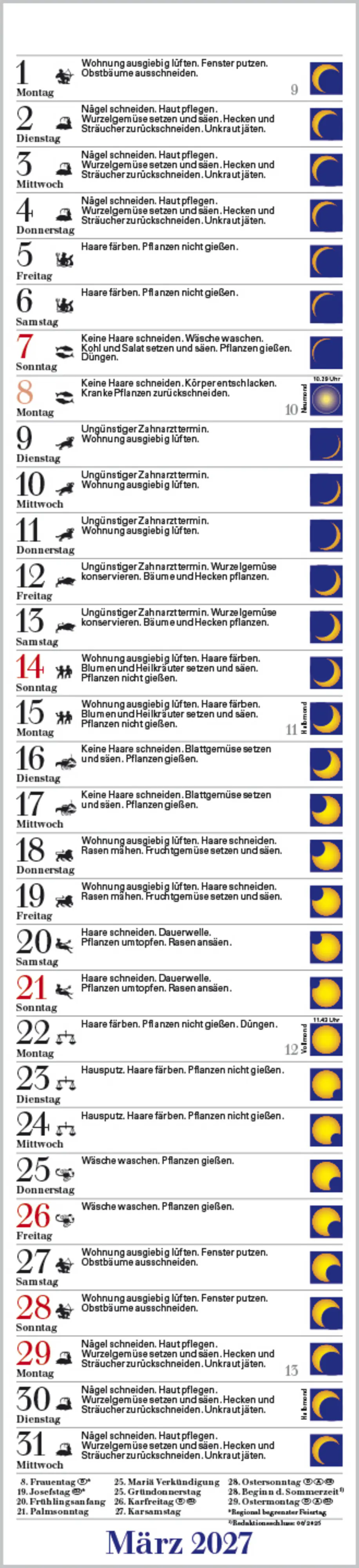 Korsch Kalender Langplaner Mond 2027