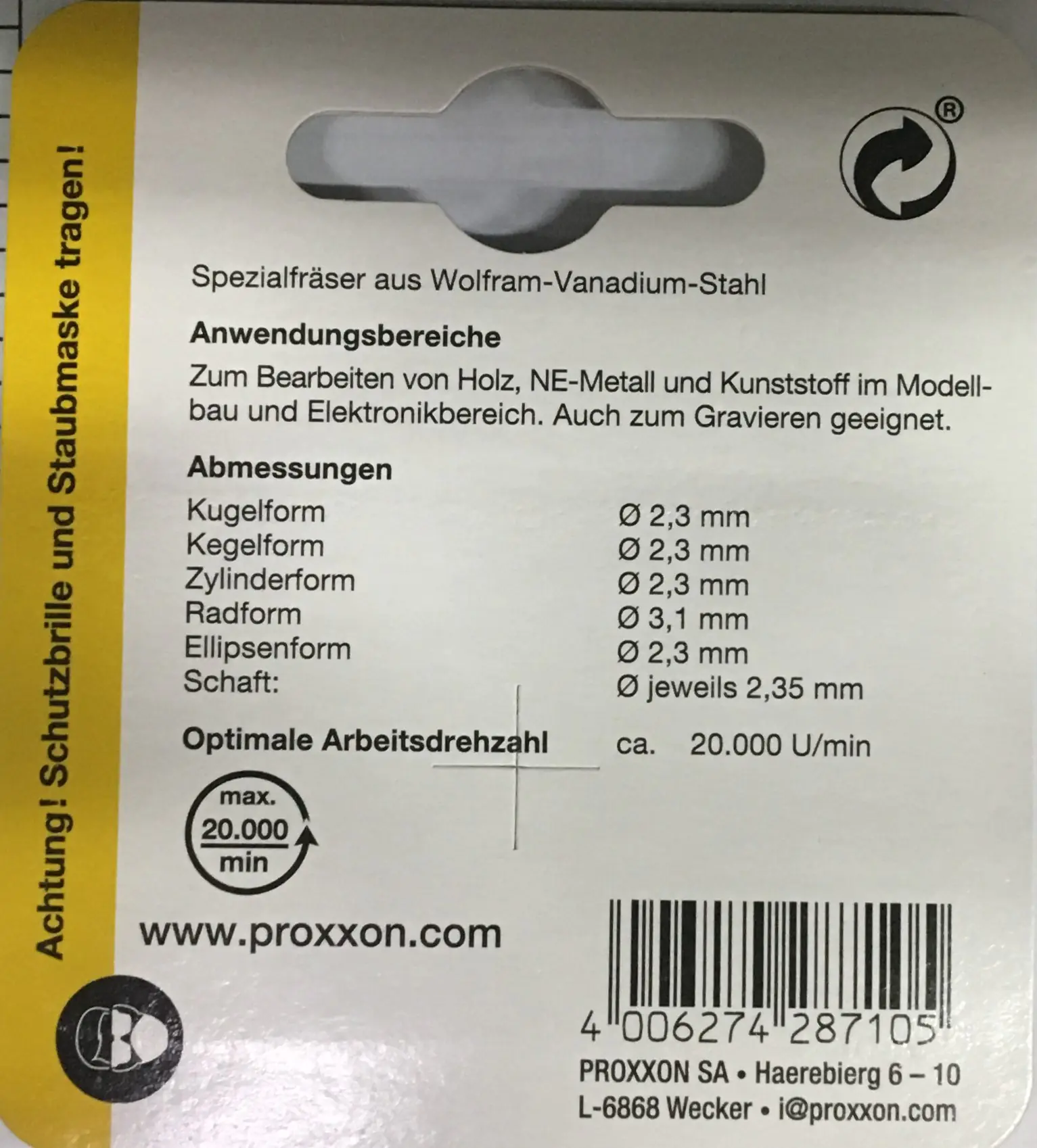 Proxxon Micromot Feinfräsersatz 5-teilig Proxxon Micromot Feinfräsersatz 5-teilig