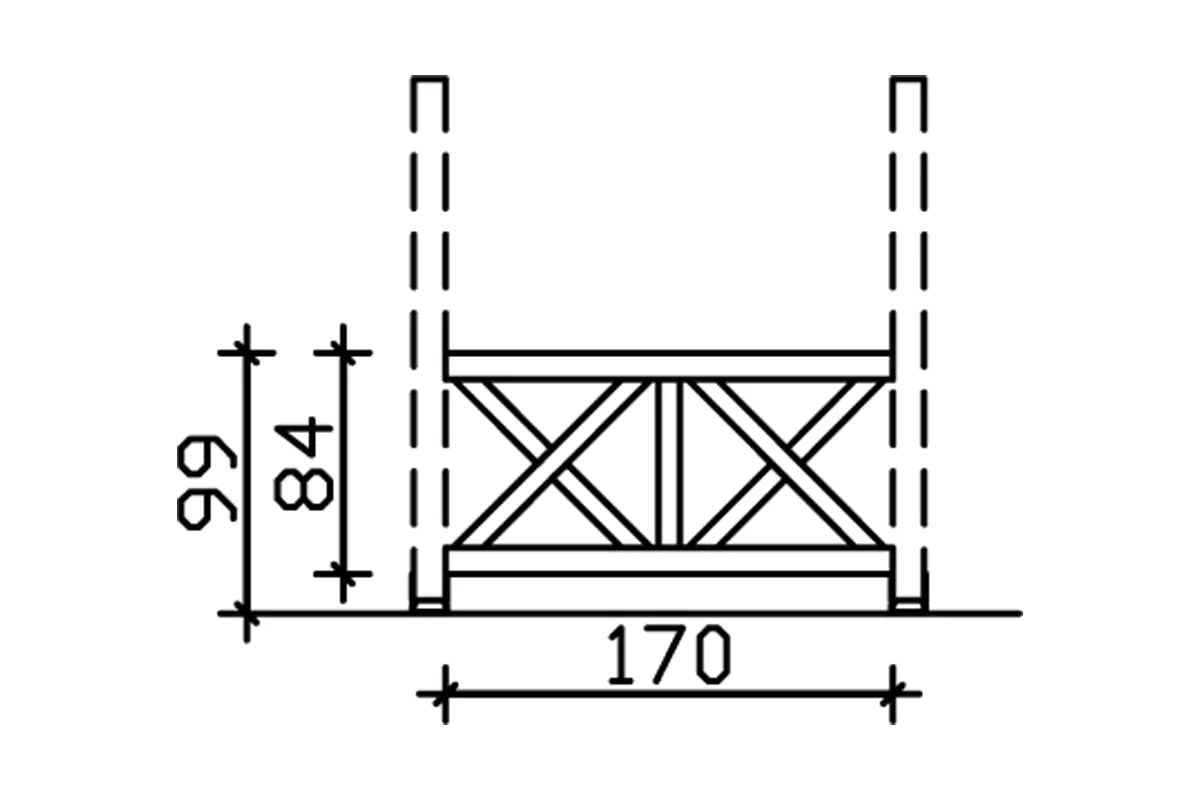 SKAN HOLZ Brüstung Andreaskreuz 170 x 84 cm, Fichte, lasiert in Weiß