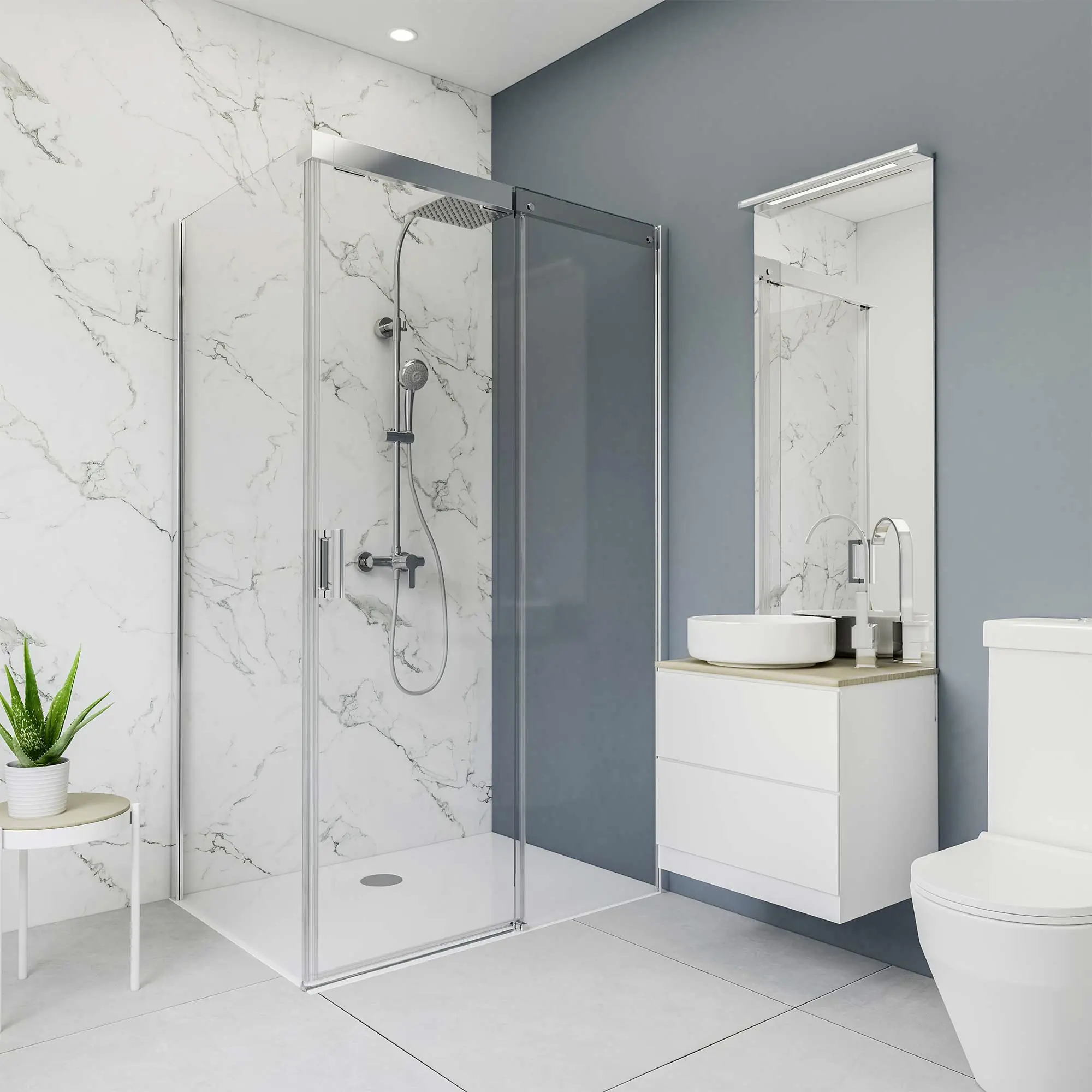 Breuer Duschrückwand Soft-Touch Marmor Schwarz-Weiß Dekor 100 x 255