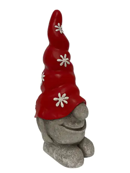Dekofigur Wichtel Blumenmütze rot 16 x 11 x 12 cm