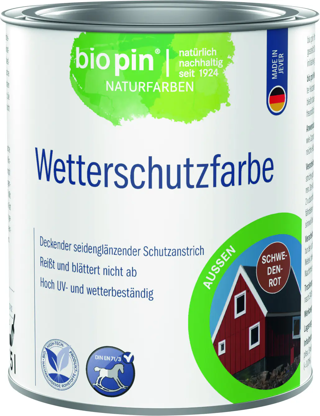 Biopin Wetterschutzfarbe 750 ml schwedenrot