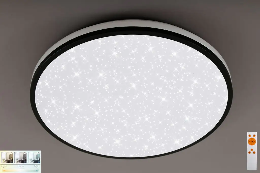 Di-Ka LED CCT Deckenleuchte schwarz 24 W 2400 lm Sternenhimmel dimmbar