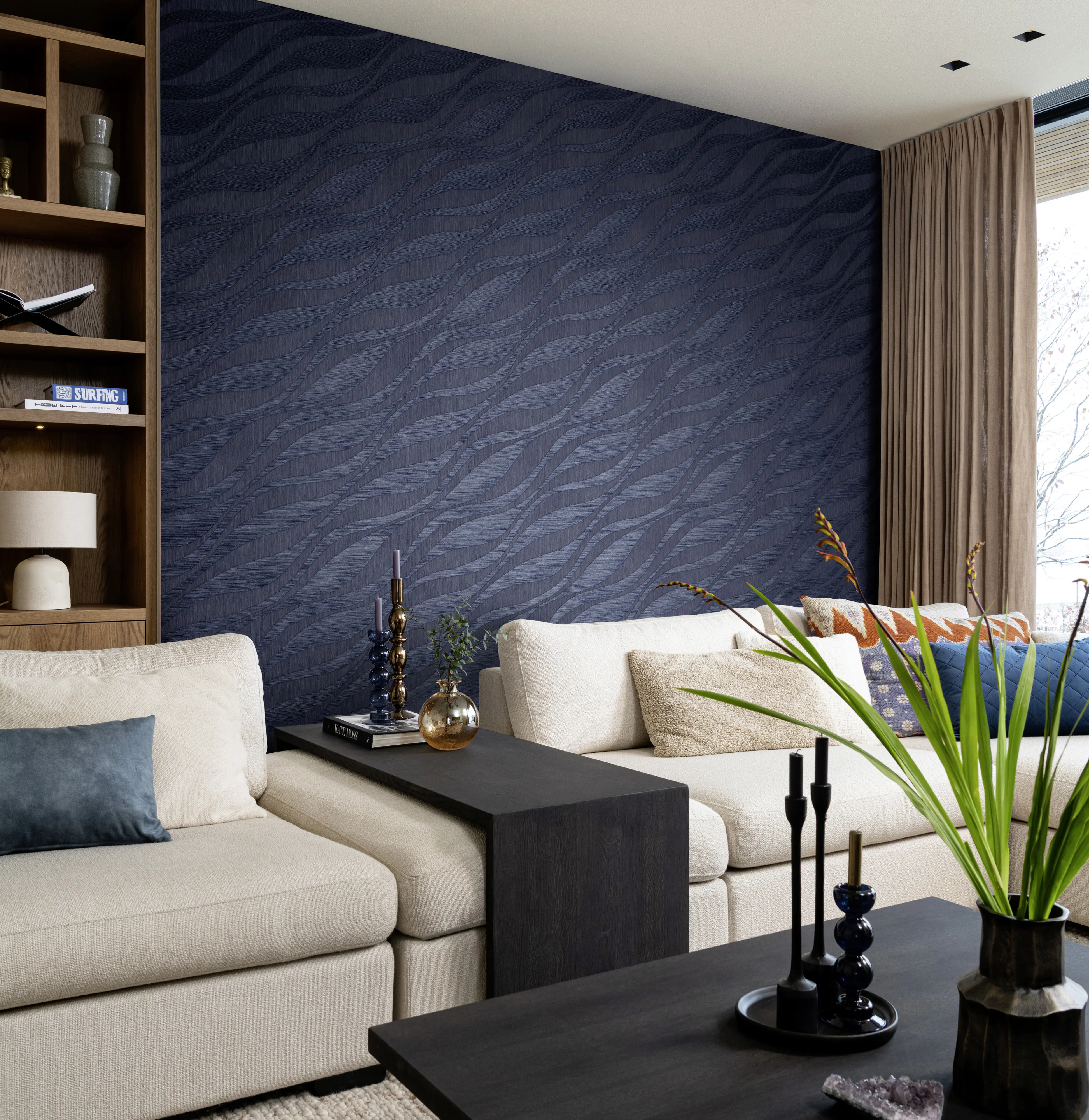 Rasch Vliestapete Muster Wellen nachtblau 10,05 x 0,53 m
