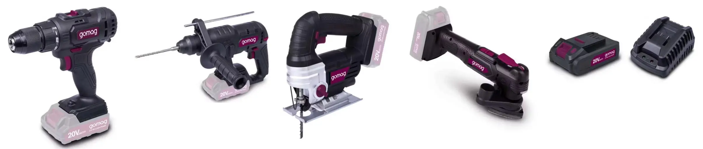 Gomag Akku-Werkzeug-Set 20 V Bohrschrauber Bohrhammer Stichsäge Multitool