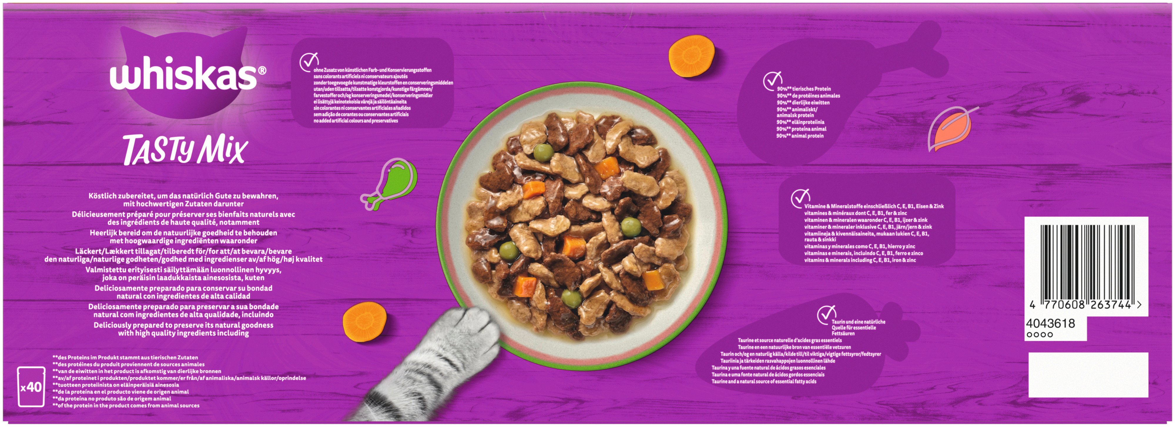 Whiskas Tasty Mix Katzennassfutter Adult 40 x 85 g Fisch in Sauce