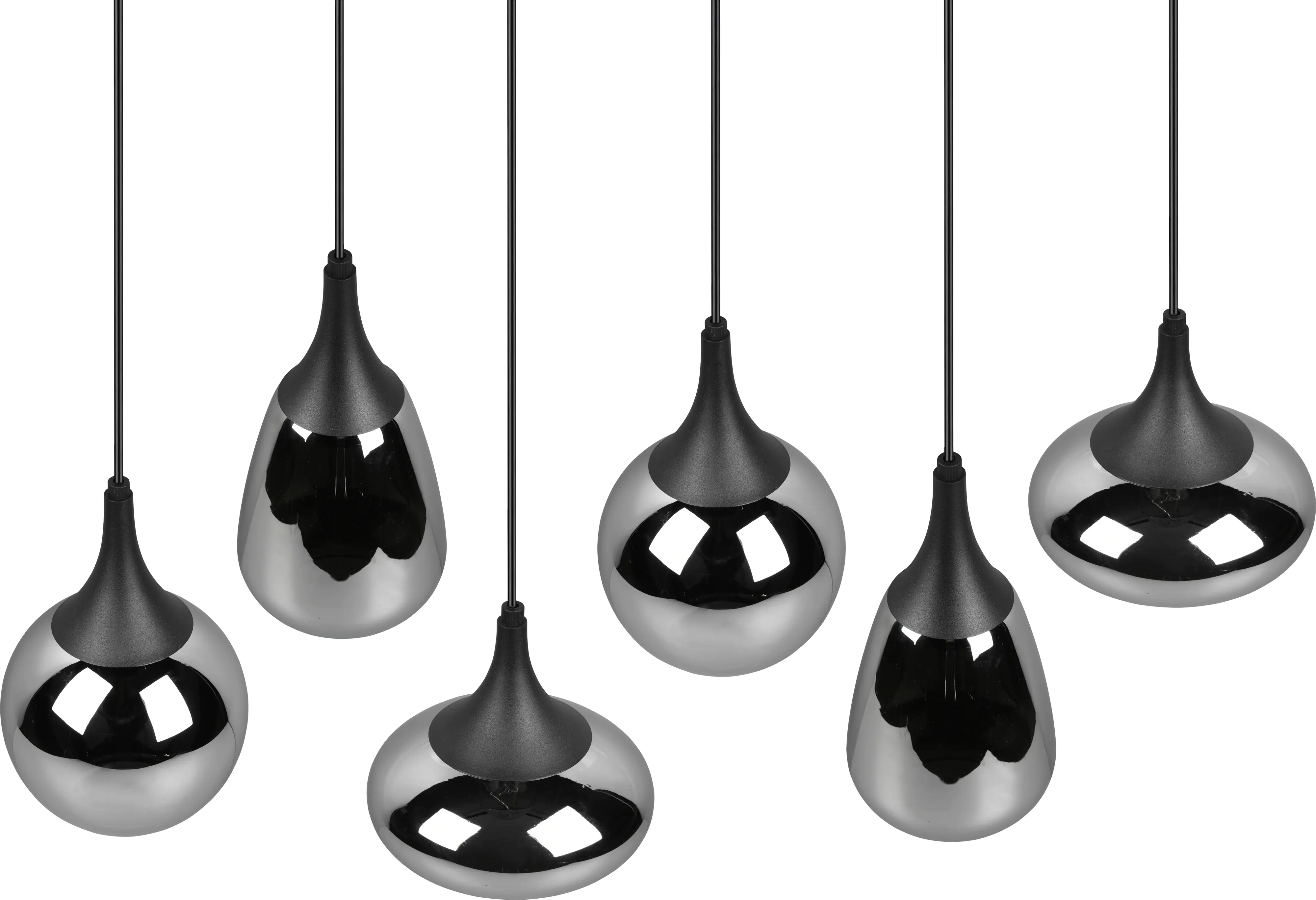 Trio Leuchten LED Pendelleuchte Lumina 6xE14, schwarz, Metall/Glas