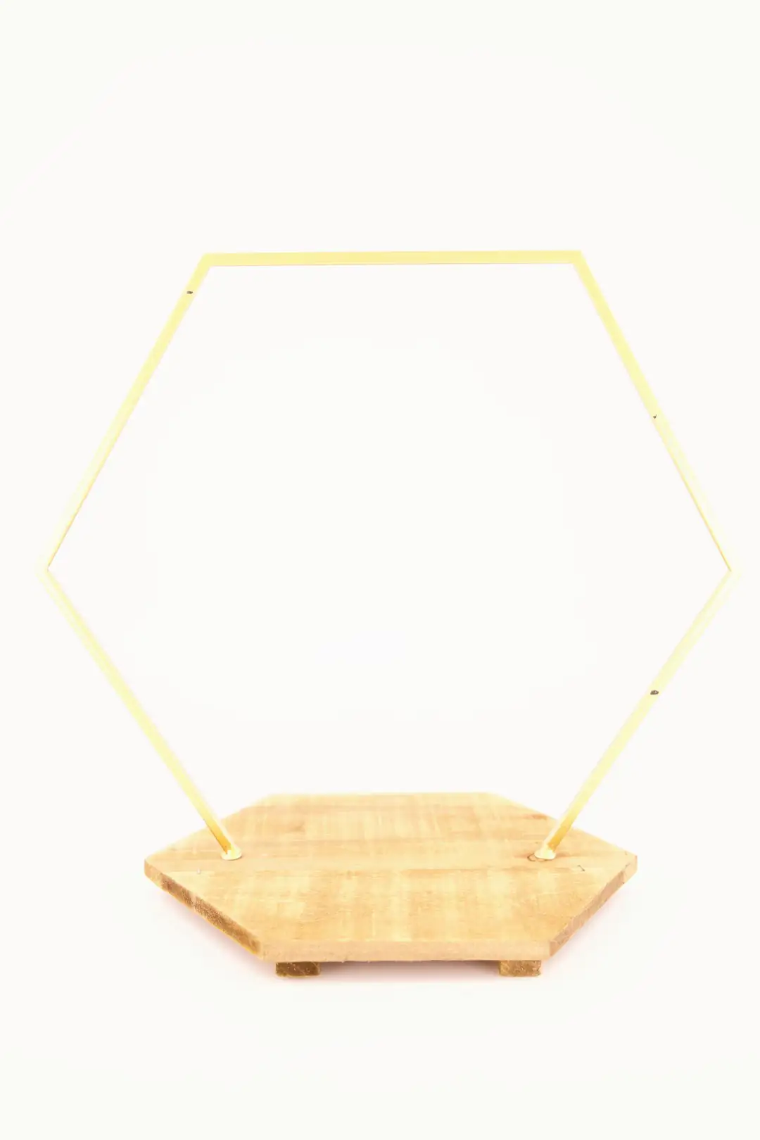 Dijk Metallsechseck goldfarben mit Holzständer 37,5 x 23,5 x 35 cm