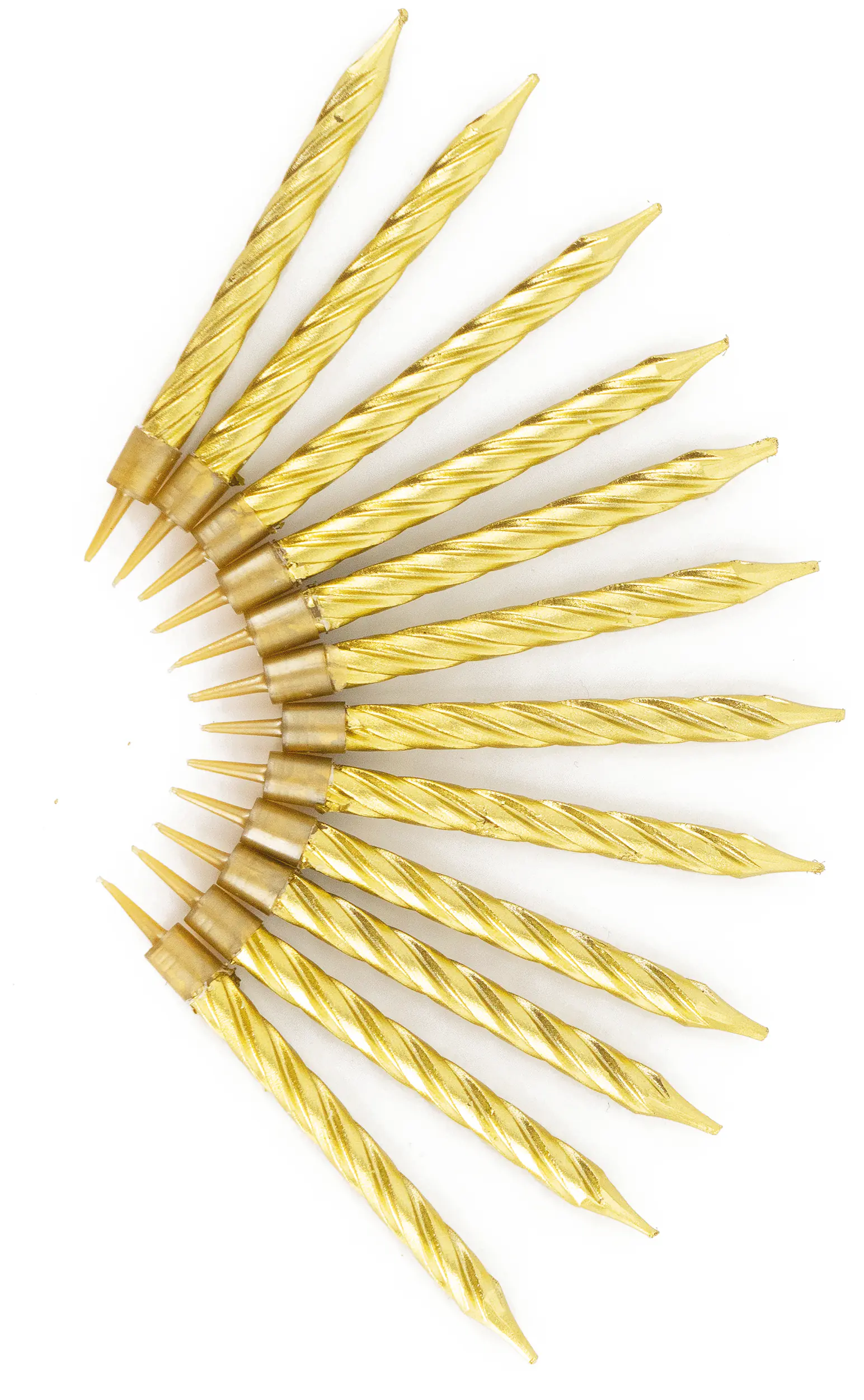 Kuchen-Kerzen mit Halter gold 6 cm - 12 Stück