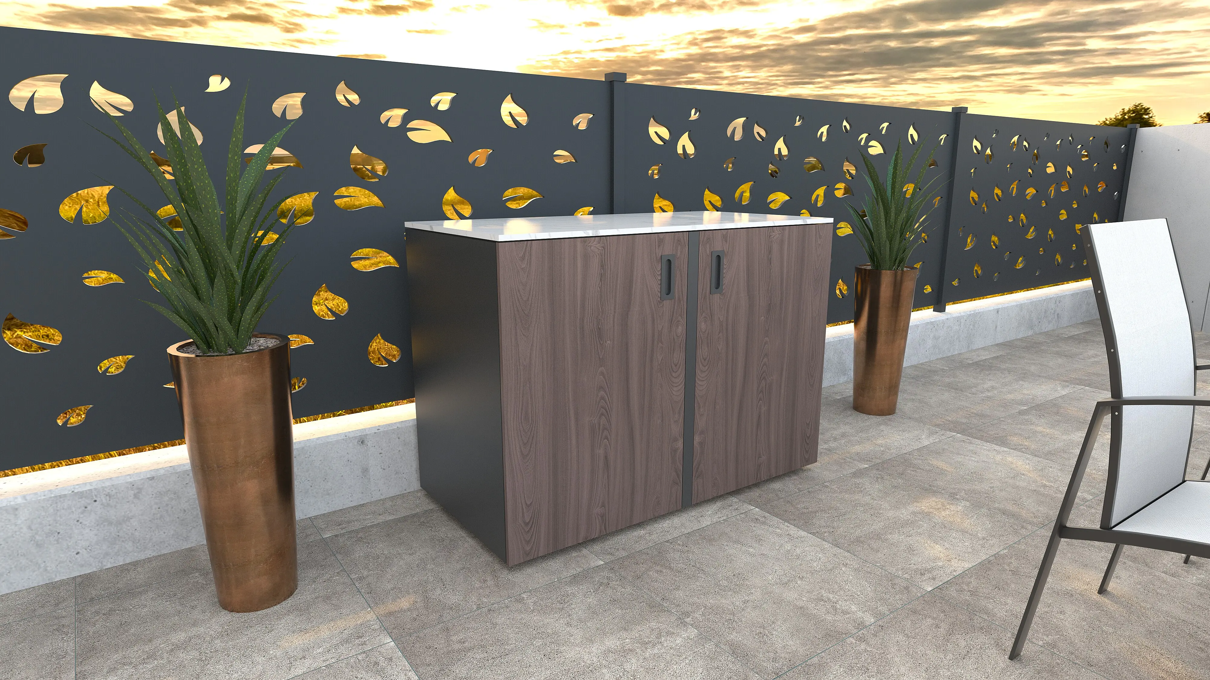 Bellano Living Eck Element für Outdoorküchen inkl. 2 Türen walnuss