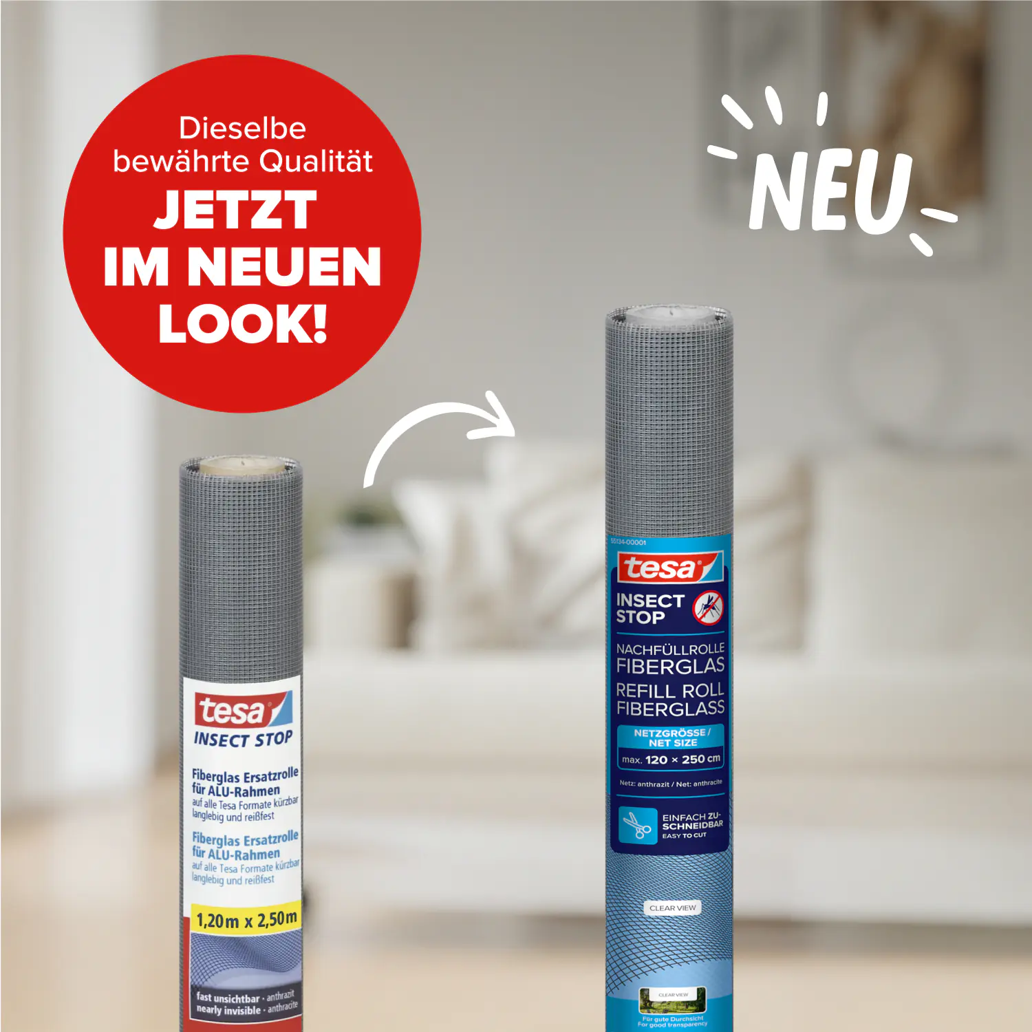 tesa Fliegengitter COMFORT Ersatzrolle 120 x 250 cm - anthrazit