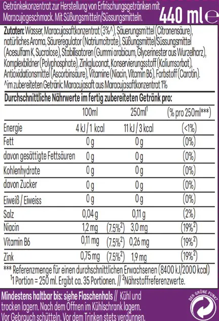 Sodastream Drink Mix Sirup Maracuja Zero 440 ml