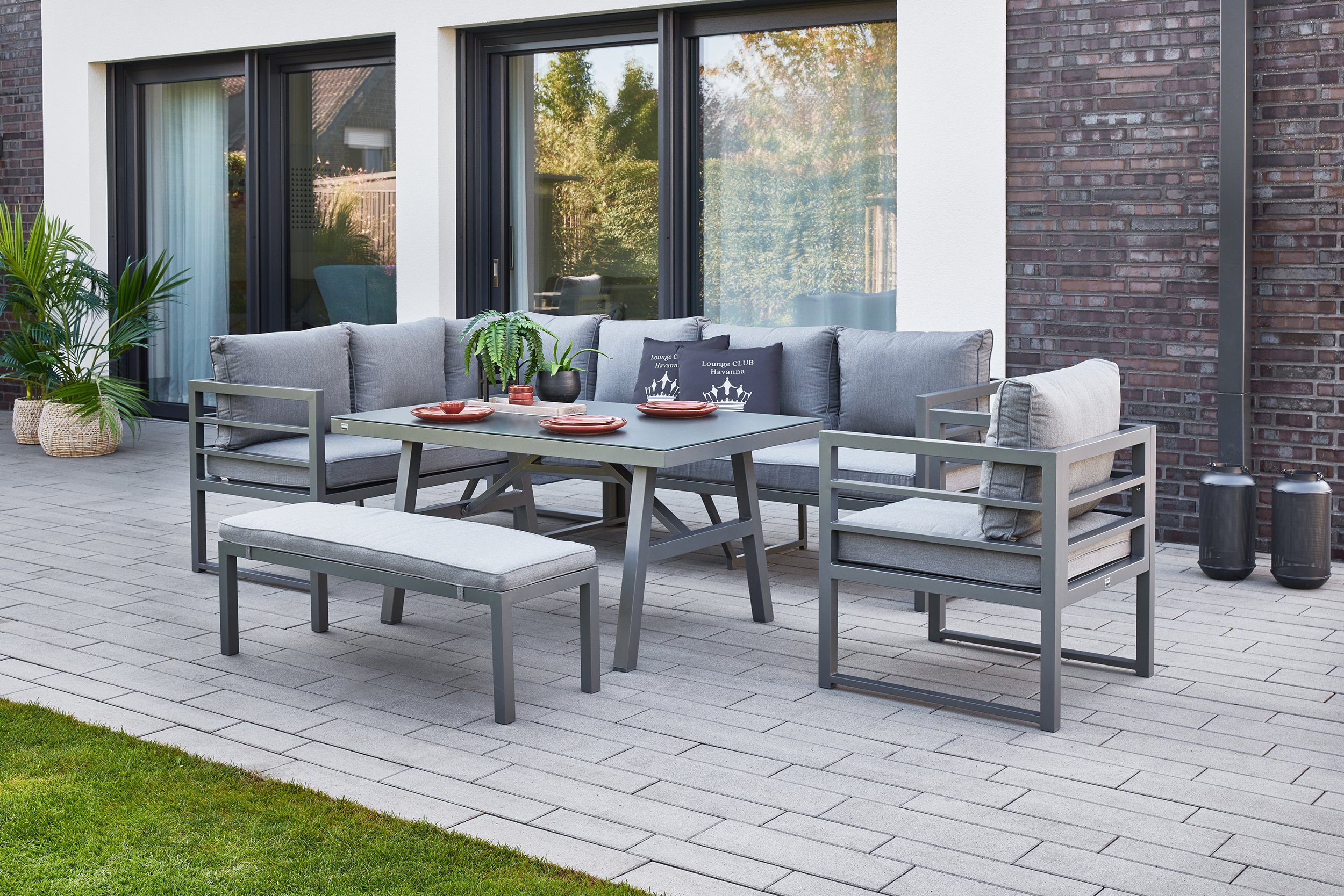 Primaster Aluminium-Dining-Loungeset Riva inkl. Sitz- und Rückenkissen Primaster Aluminium-Dining-Loungeset Riva inkl. Sitz- und Rückenkissen