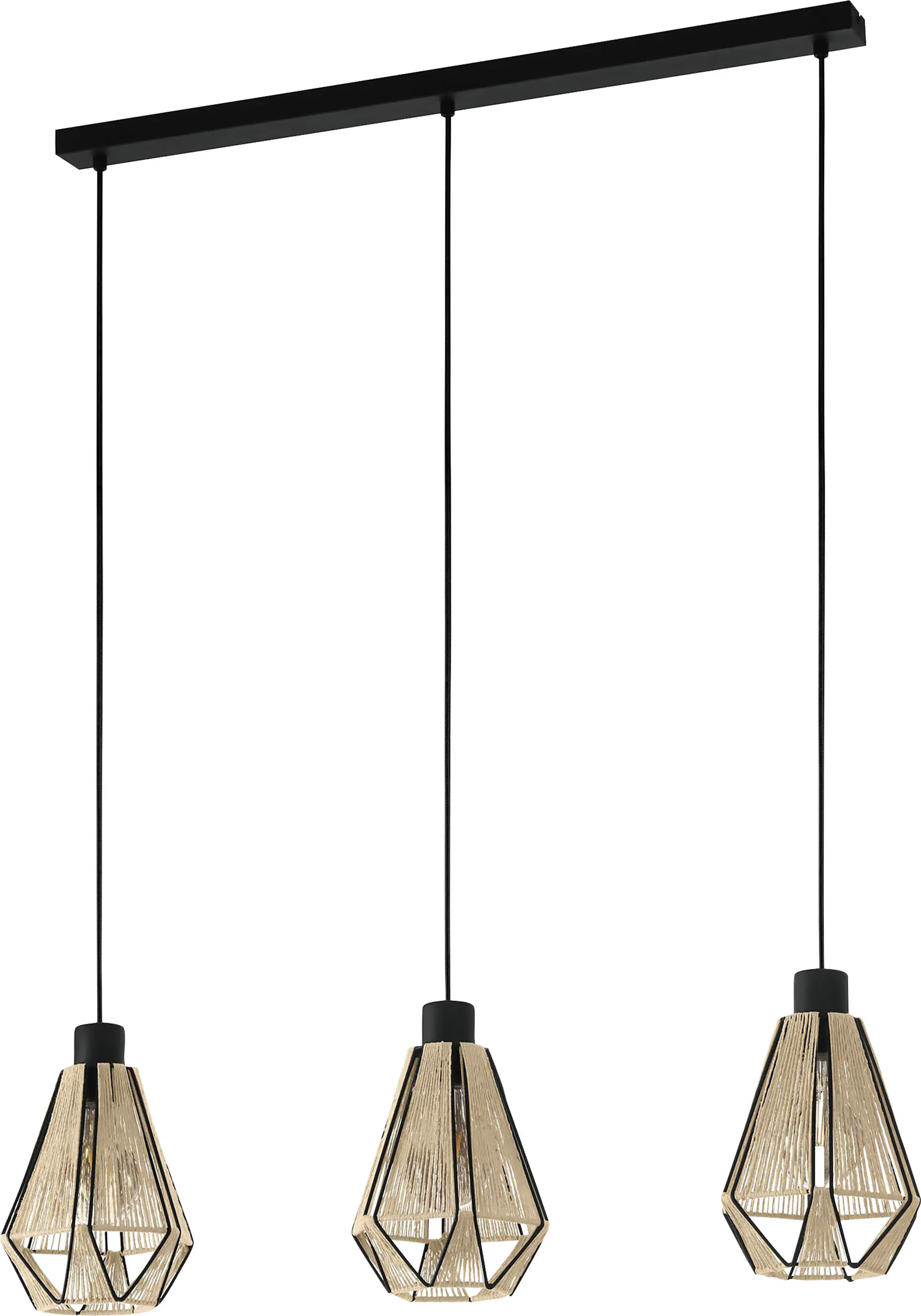 Eglo 3er Pendelleuchte Adwickle natur schwarz 87 x 110 cm E27