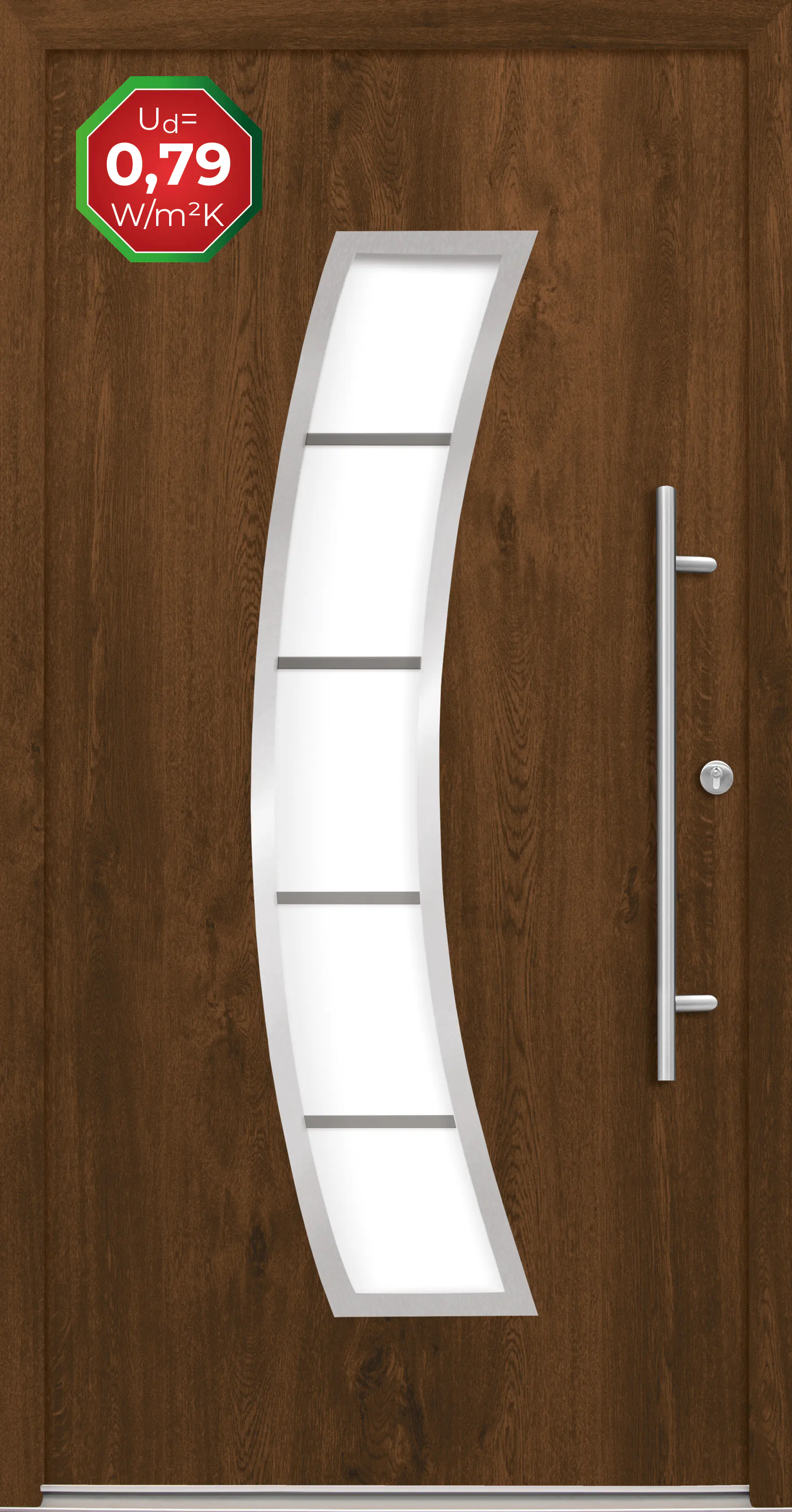 Splendoor Haustür Passivedoor Premium P14 Nussbaum DIN Rechts 100 x 210 cm