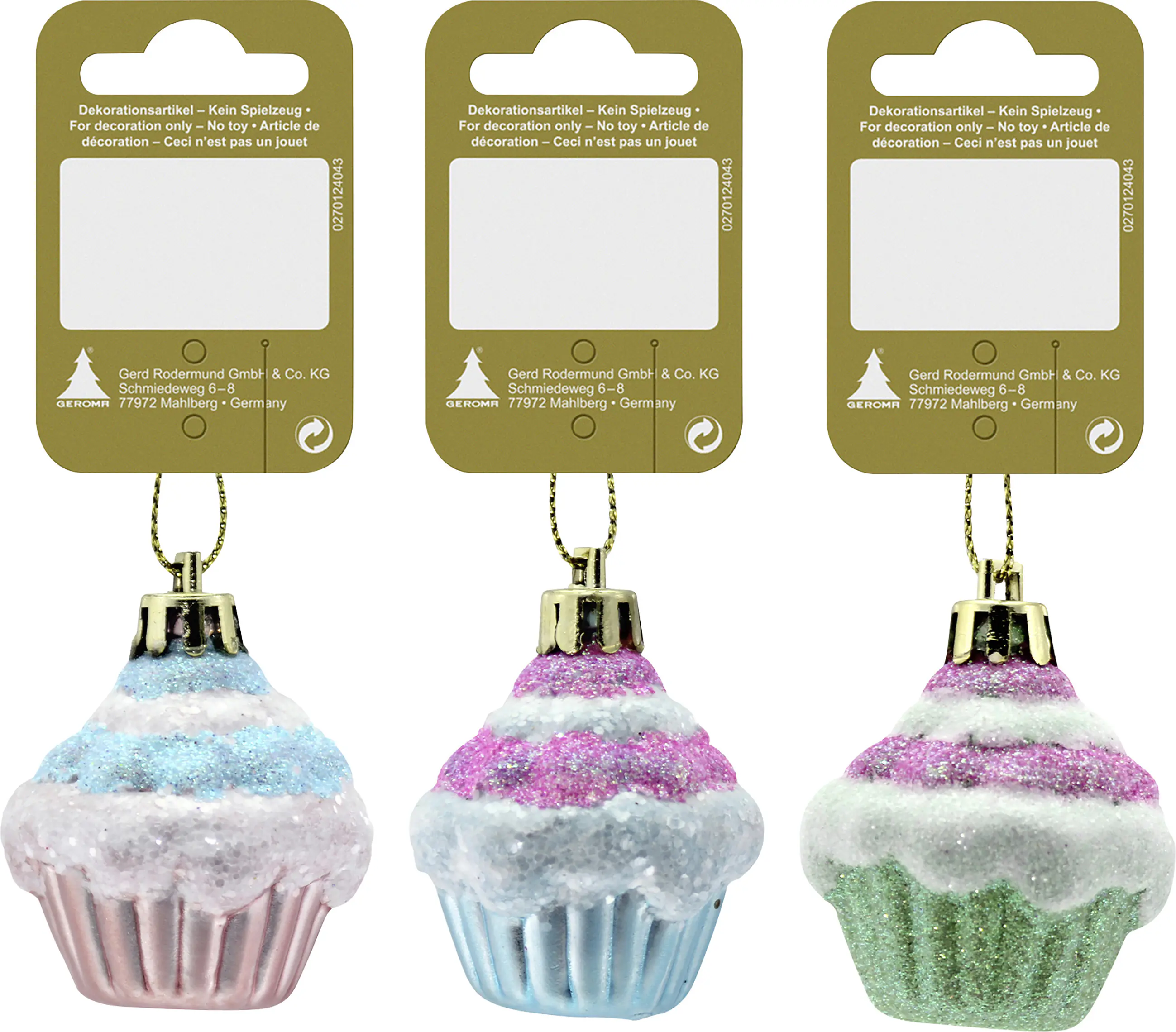 Weihnachtshänger Cupcake Kunststoff 4 cm bunt 2-fach sortiert