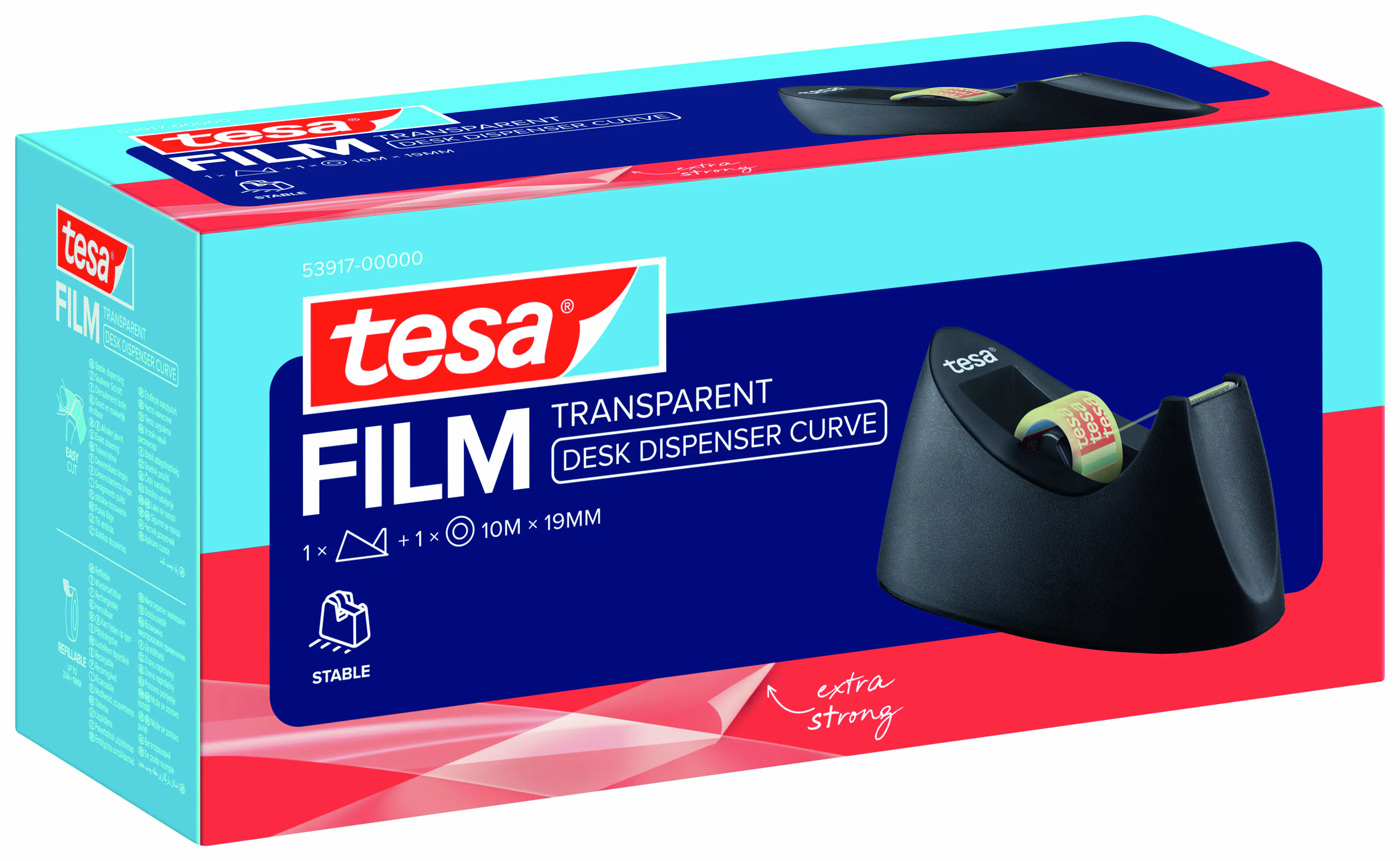 tesa Tischabroller Curve mit Klebefilm 10 m x 19 mm