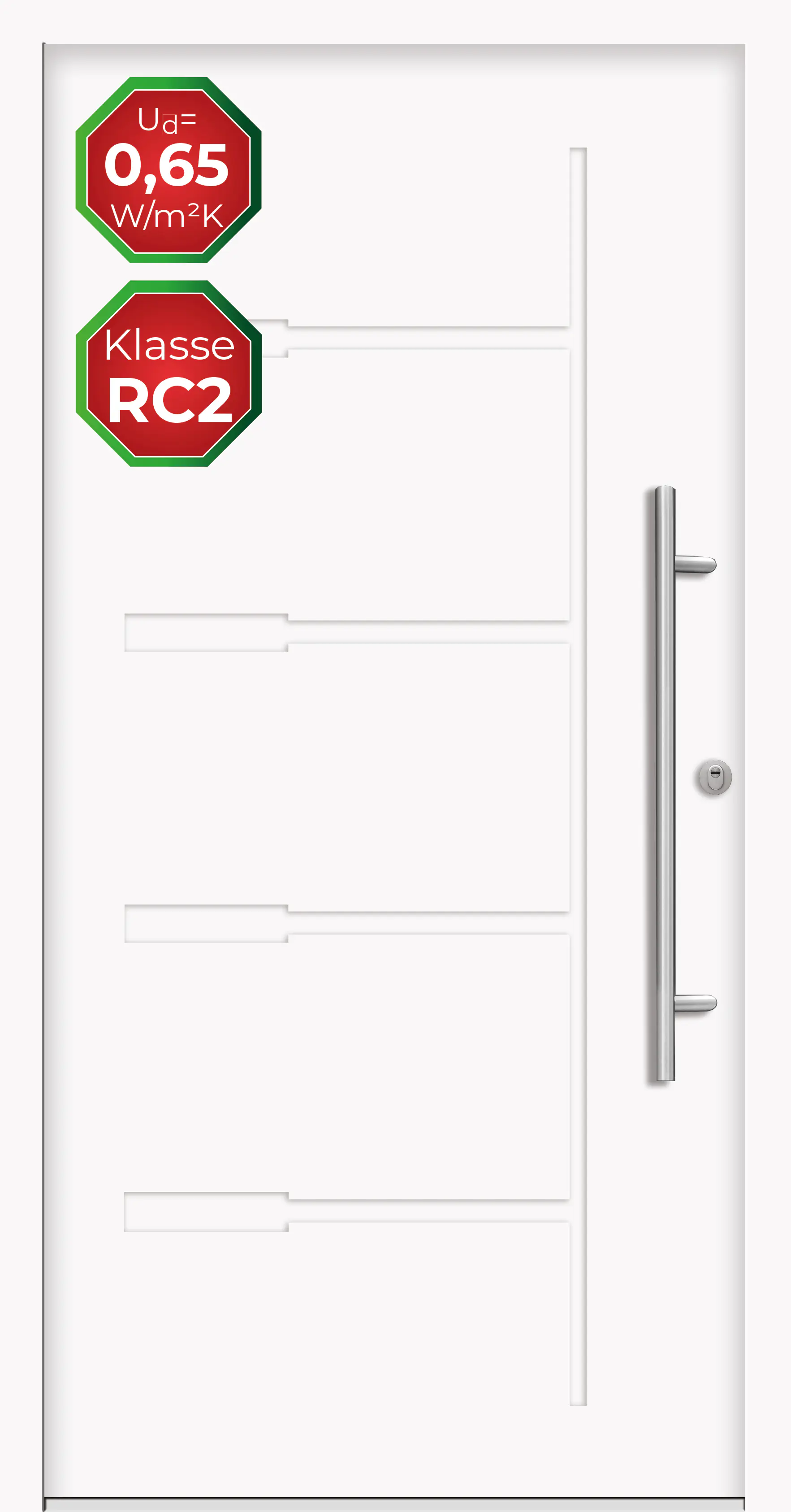 Splendoor Haustür Passivedoor Premium H1 RC2 Weiß DIN Rechts 110 x 210 cm