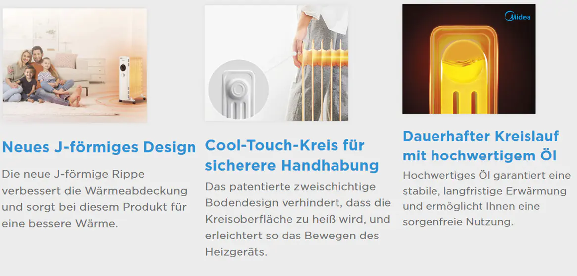 Midea Ölradiator NY2009-22M 9 Rippen 3 Heizstufen 2000 Watt