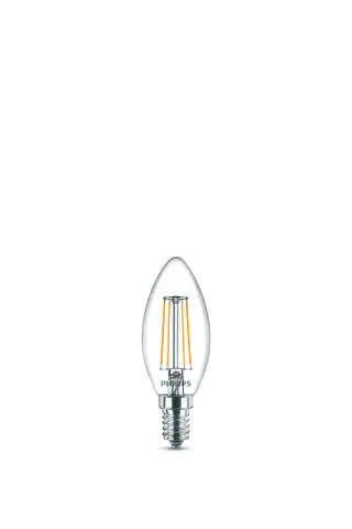 Philips LED-Leuchtmittel Filament Kerzenform B35 E14 4,3W warmweiß klar 2er Pack