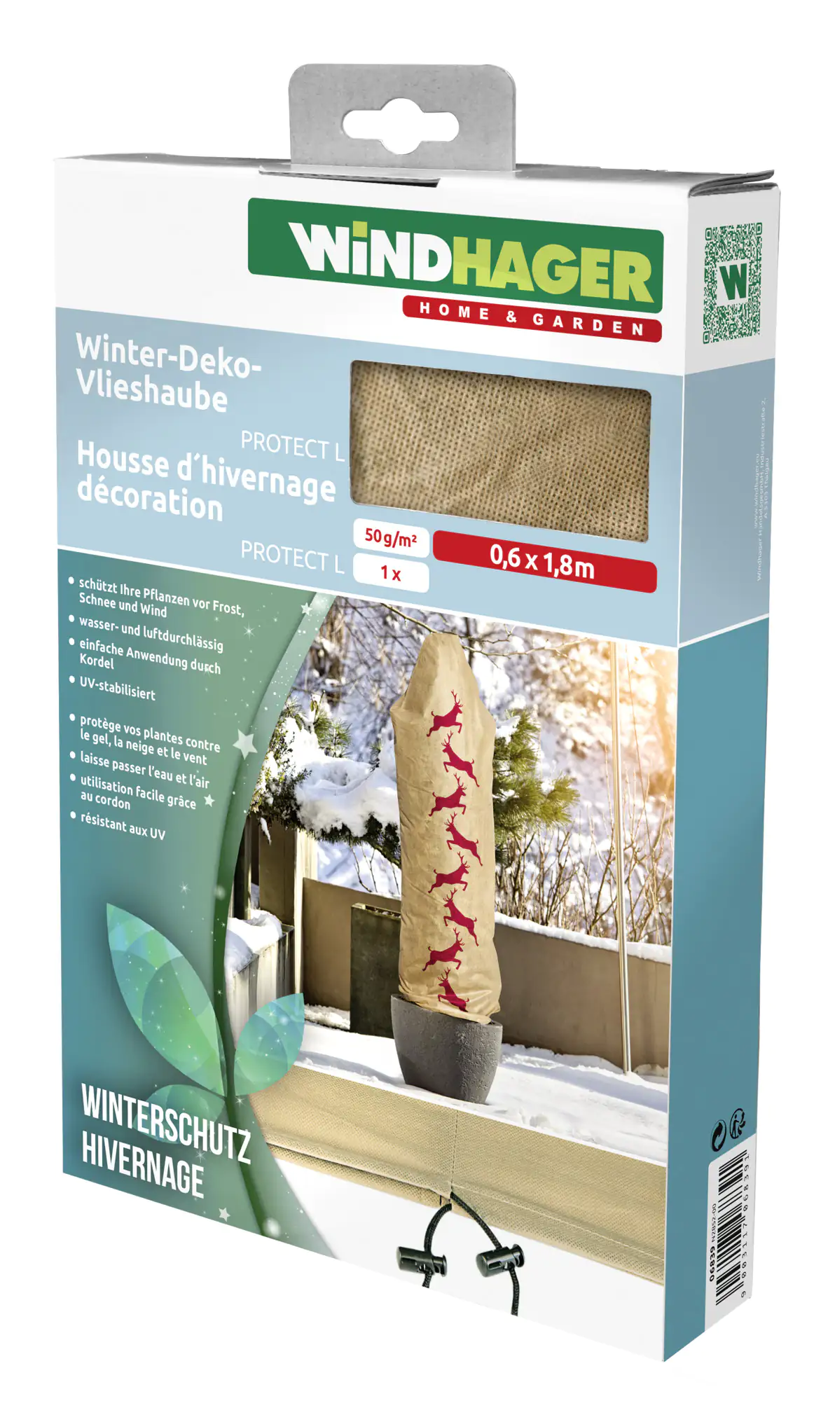 Windhager Deko-Haube Protect XXL 1,4 x 2 m, beige mit Hirschmotiv