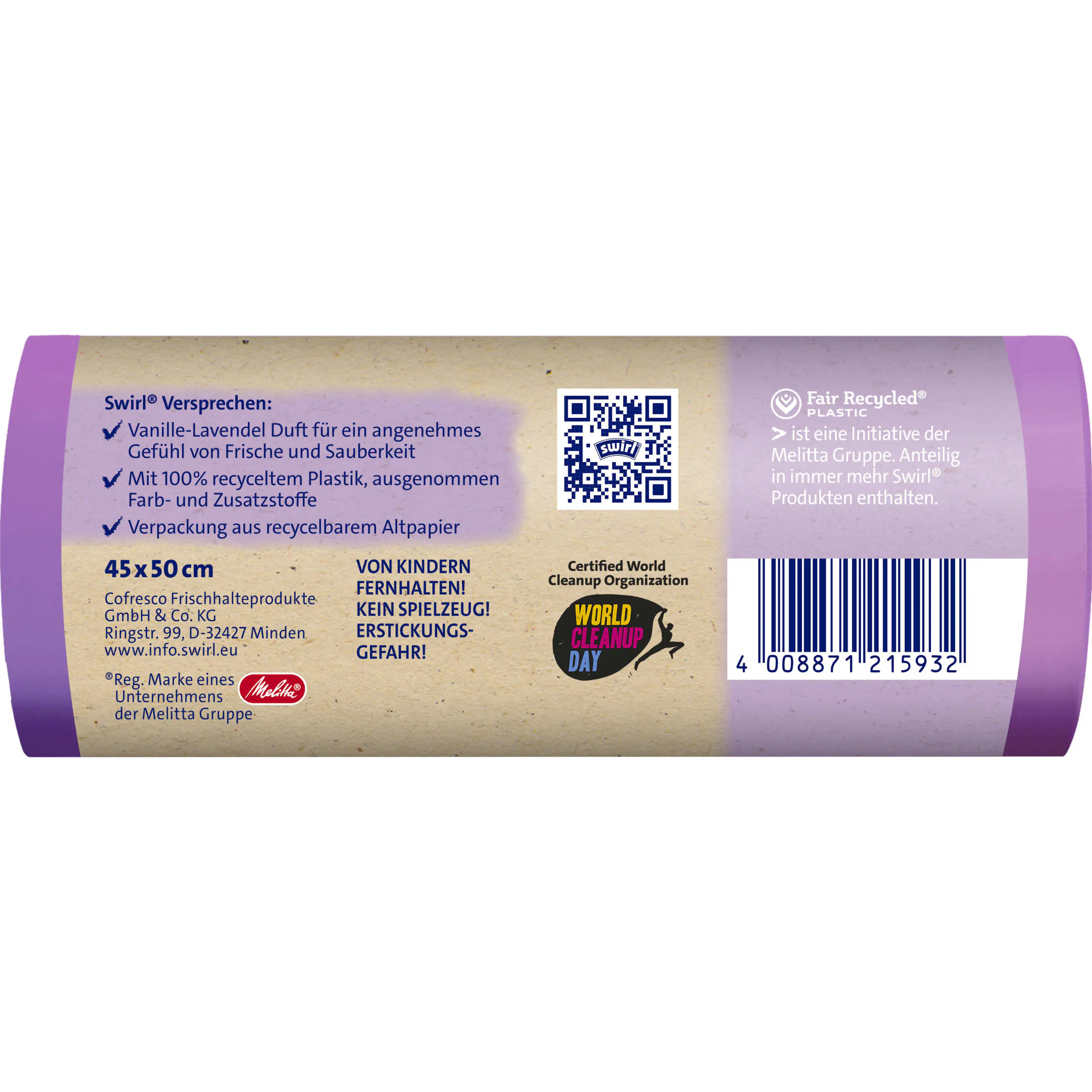 Swirl® Duft-Müllbeutel Vanille-Lavendel 20 L Reißfest & Dicht