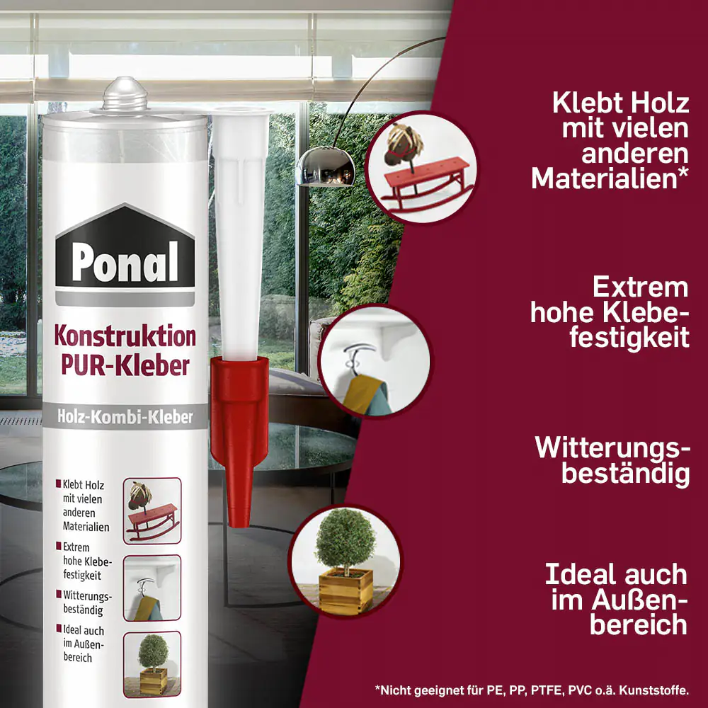 Ponal Konstruktion PUR-Kleber 530 g Kartusche, elfenbein