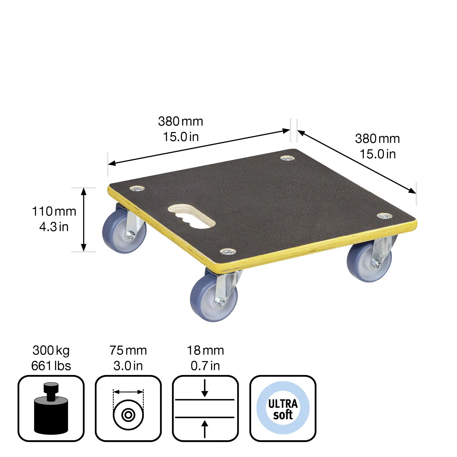 Wagner Möbelroller 38 x 38 cm Traglast 300 kg